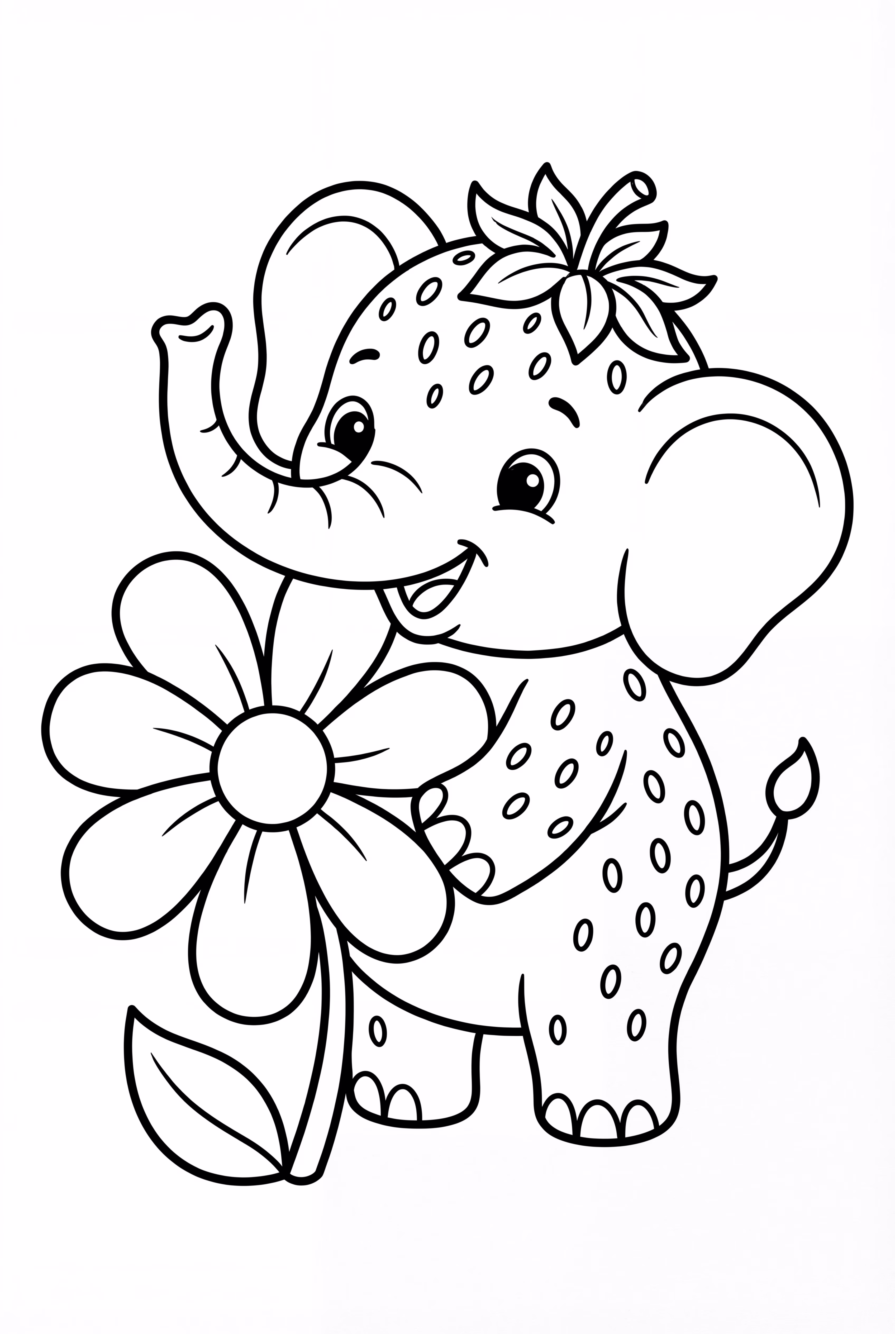 Strawberry Elephant Hiding Behind A Flower