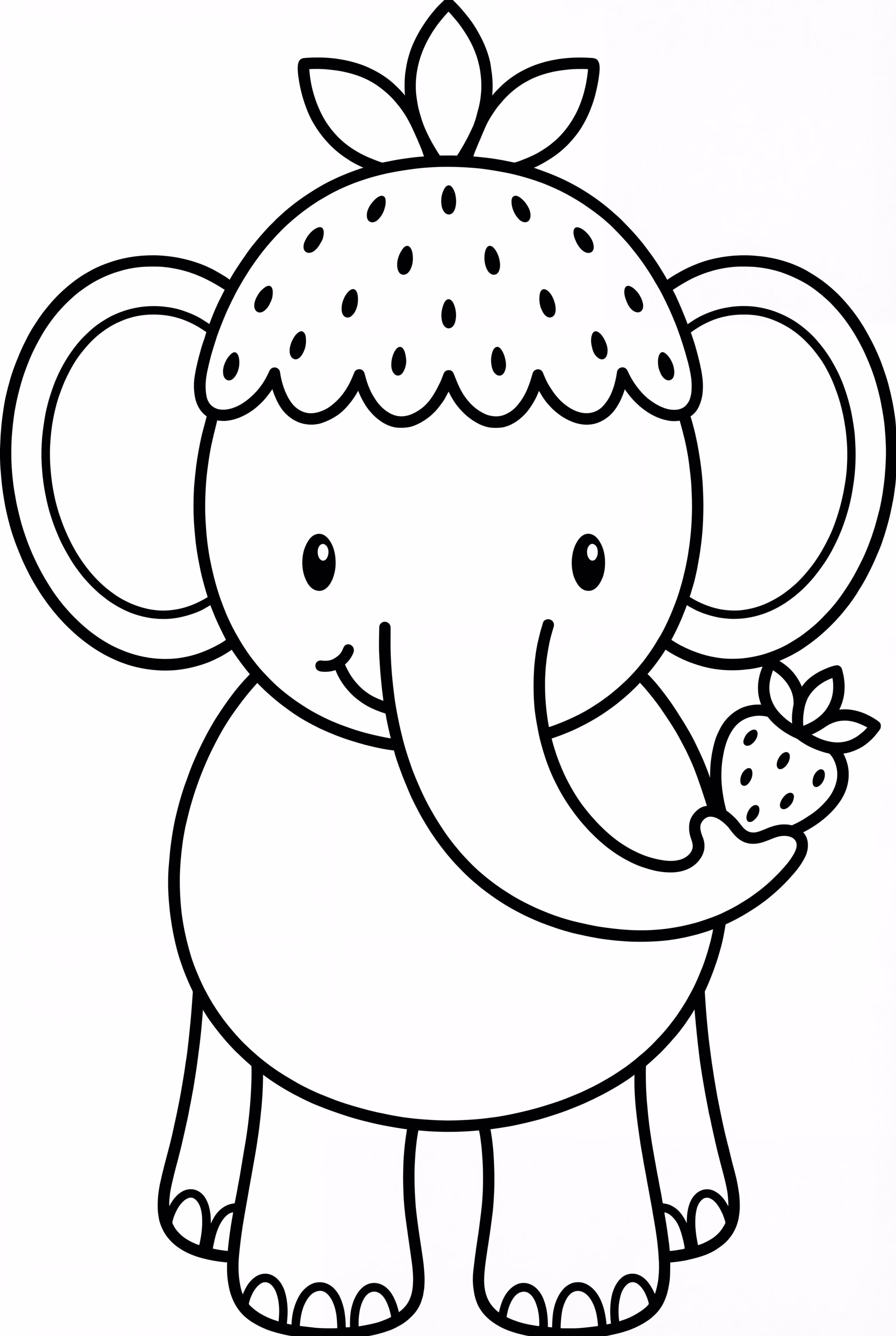 草莓大象拿着一颗草莓