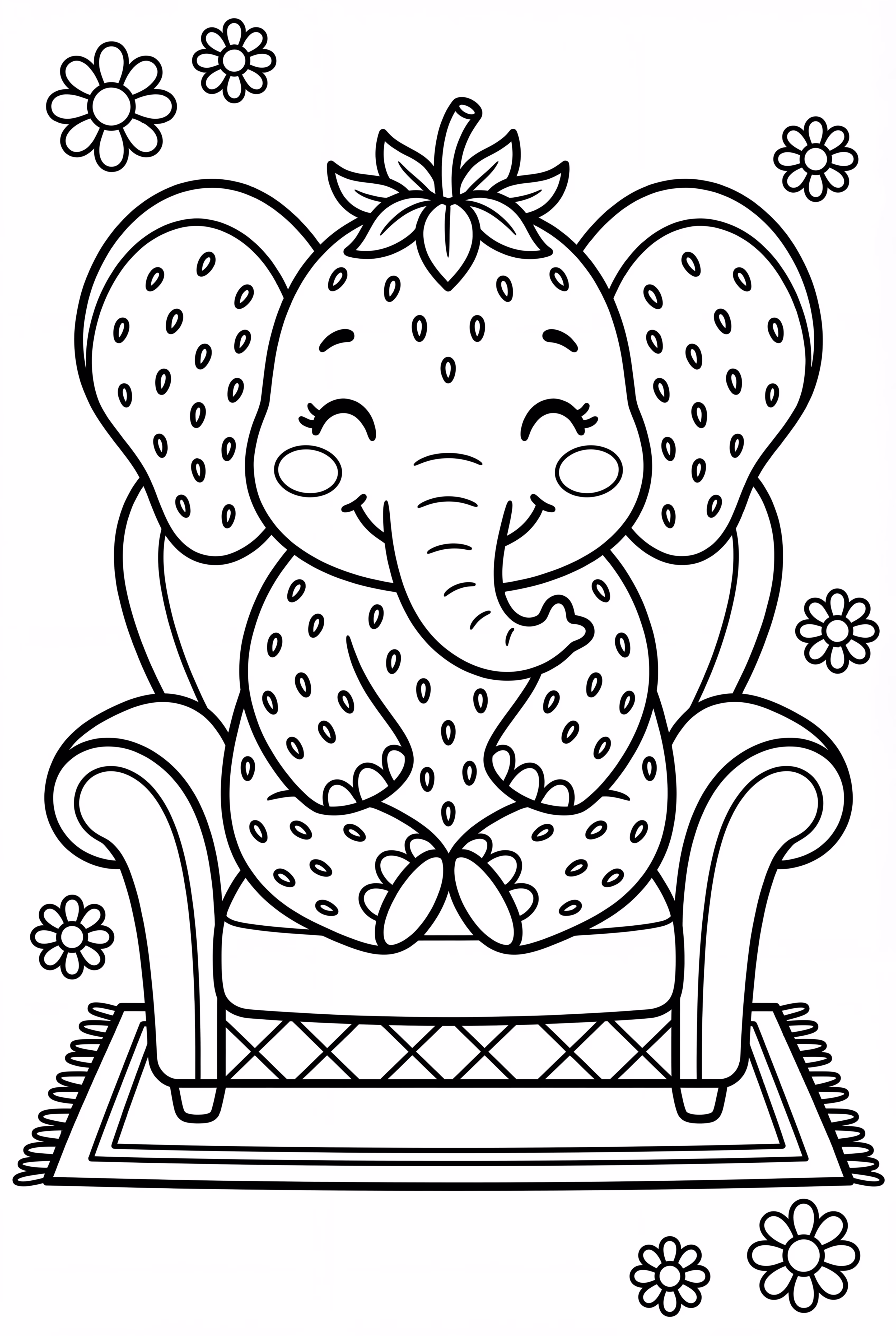 Strawberry Elephant In A Cozy Armchair