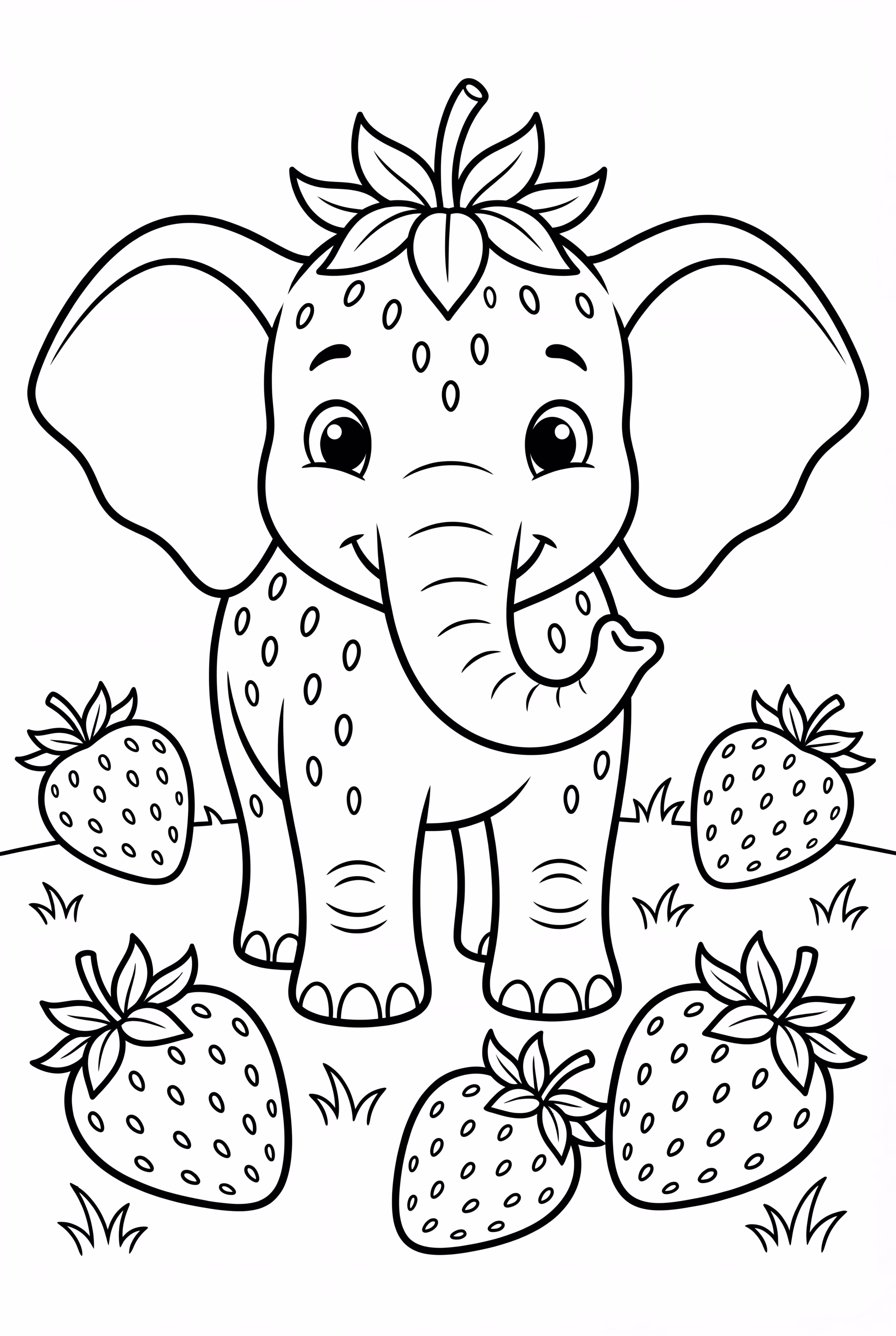 Strawberry Elephant In A Strawberry Patch