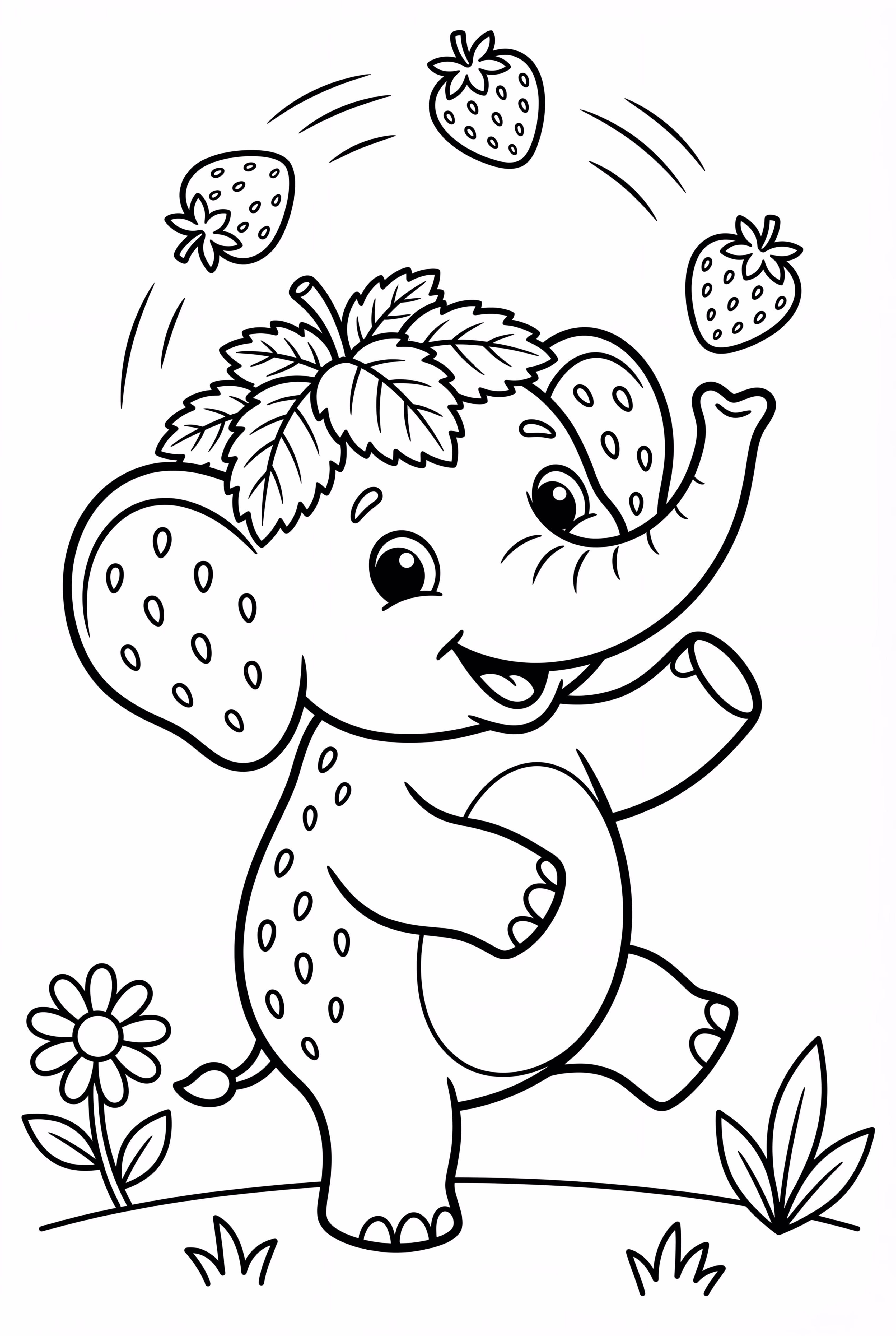 Strawberry Elephant Juggling Strawberries