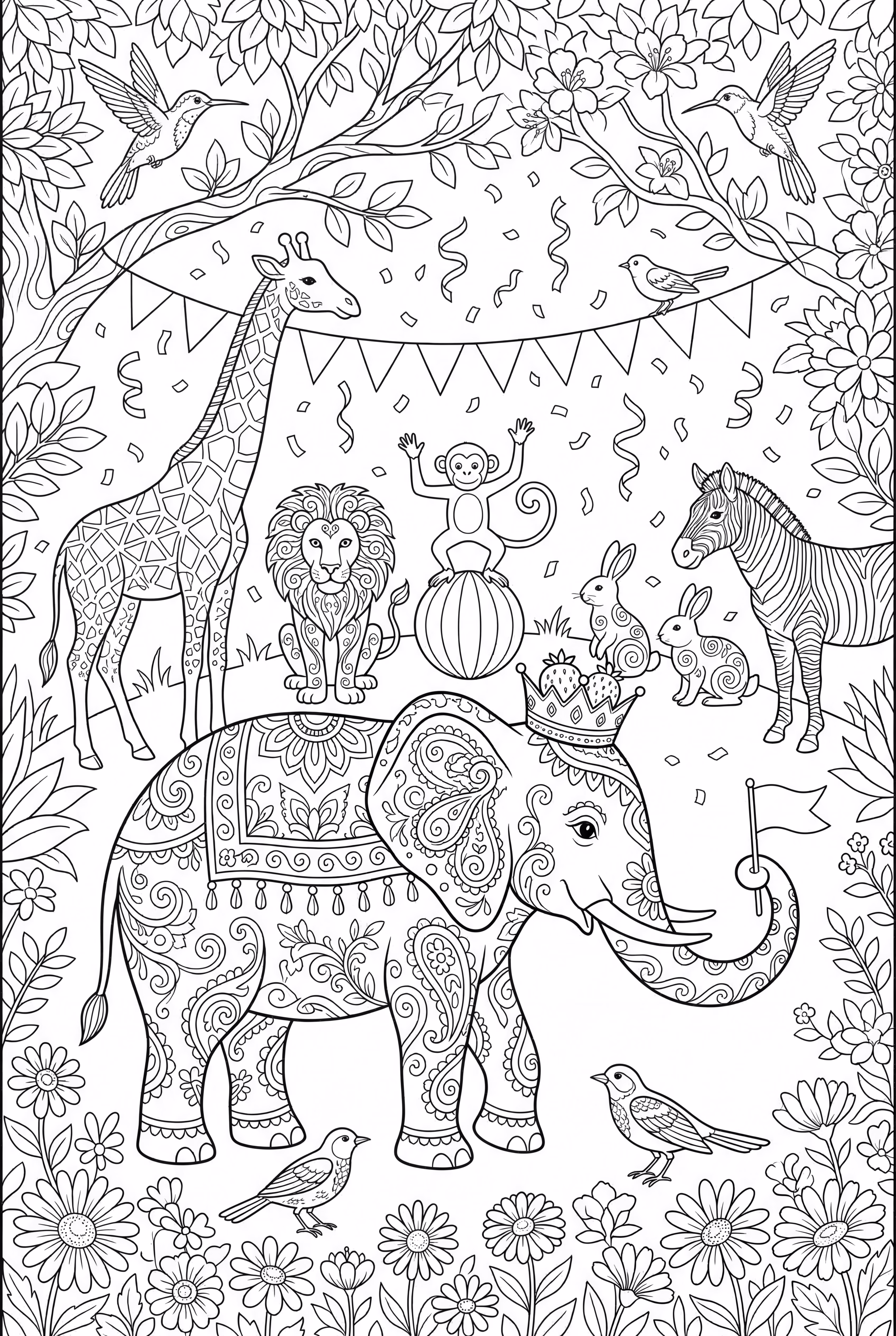 Strawberry Elephant Leading A Parade Of Animals