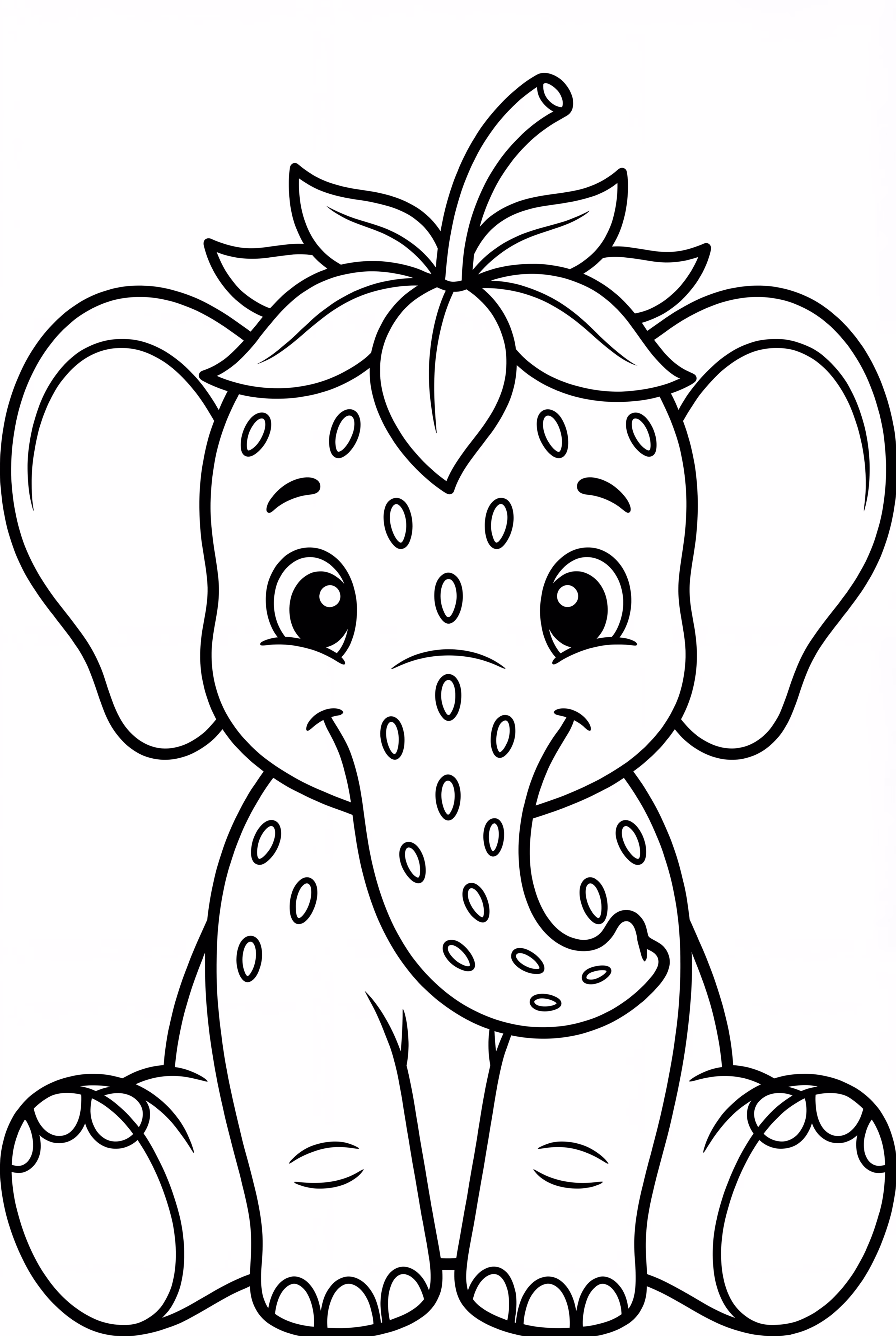 Strawberry Elephant Sitting Down