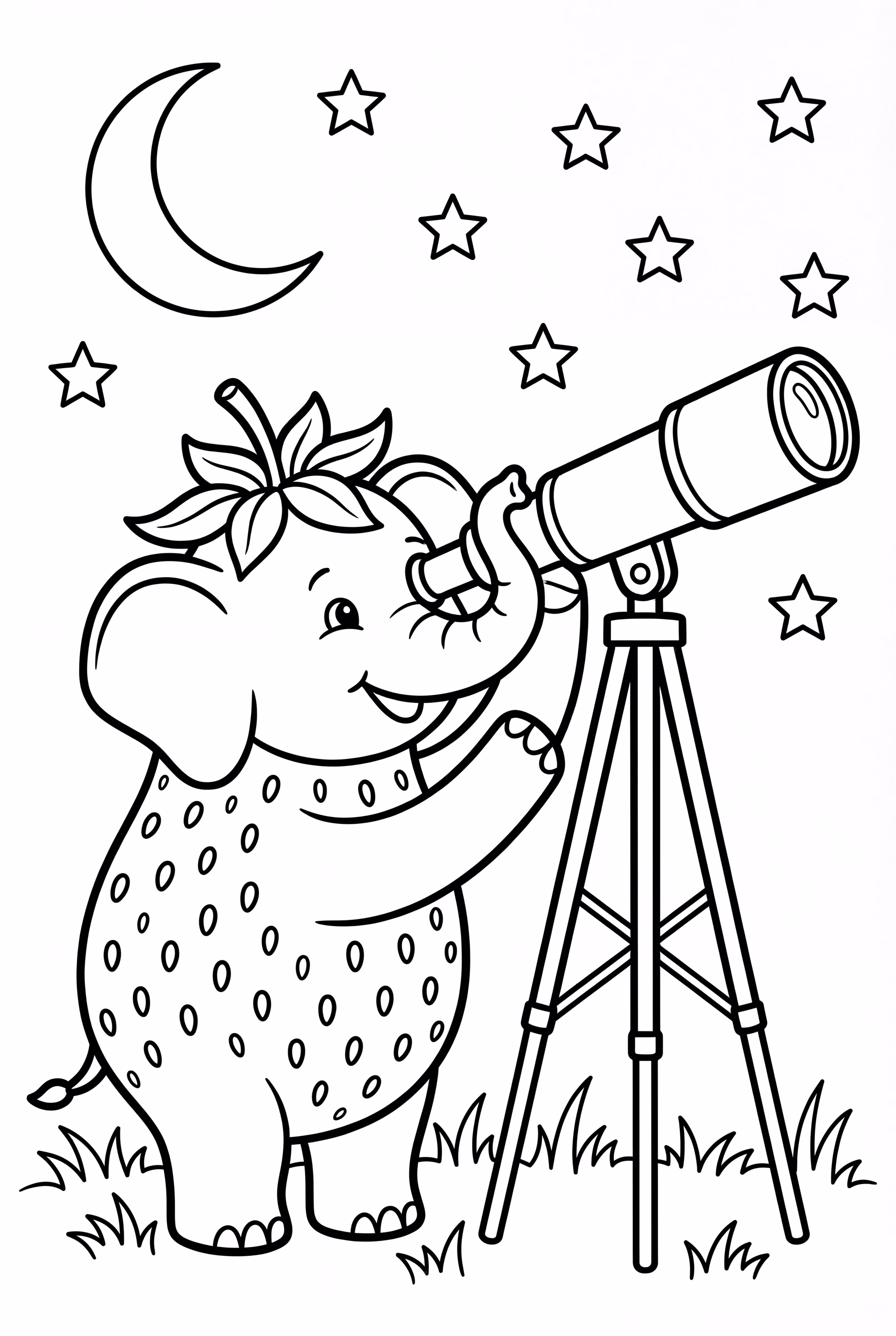 Strawberry Elephant Stargazing With A Telescope