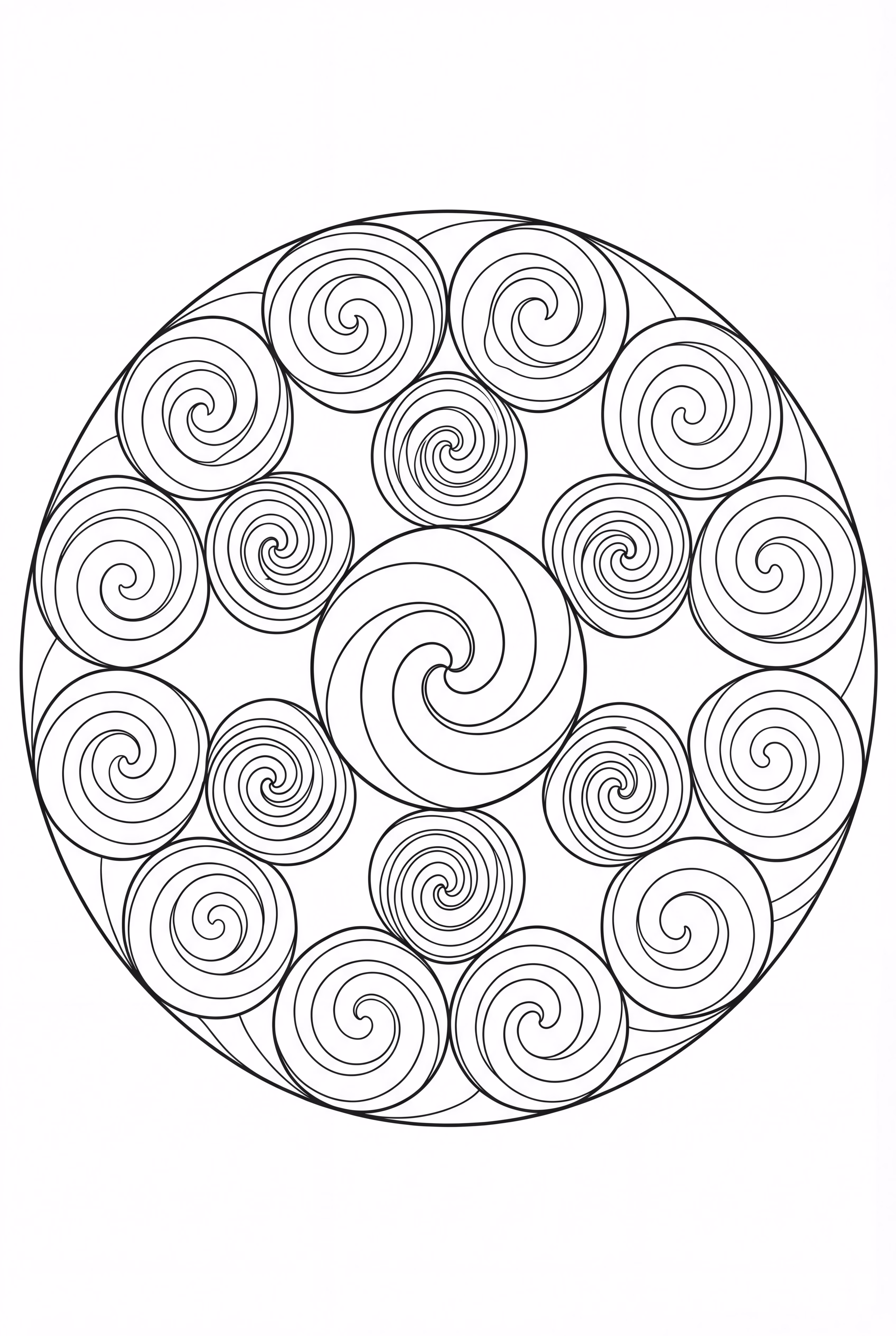 Mandala anti-stress avec motifs tourbillonnants répétitifs