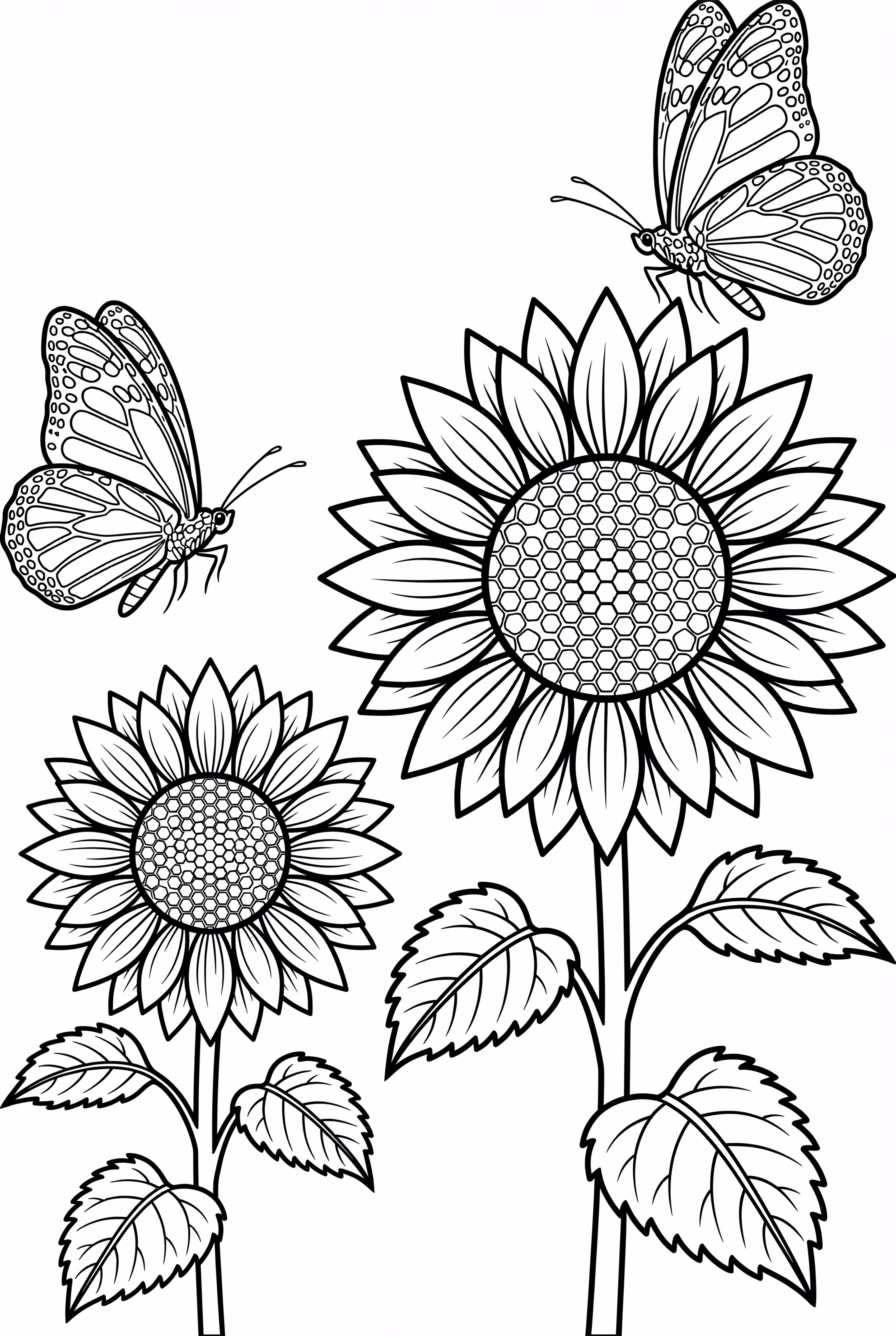 Sunflowers playing with butterflies