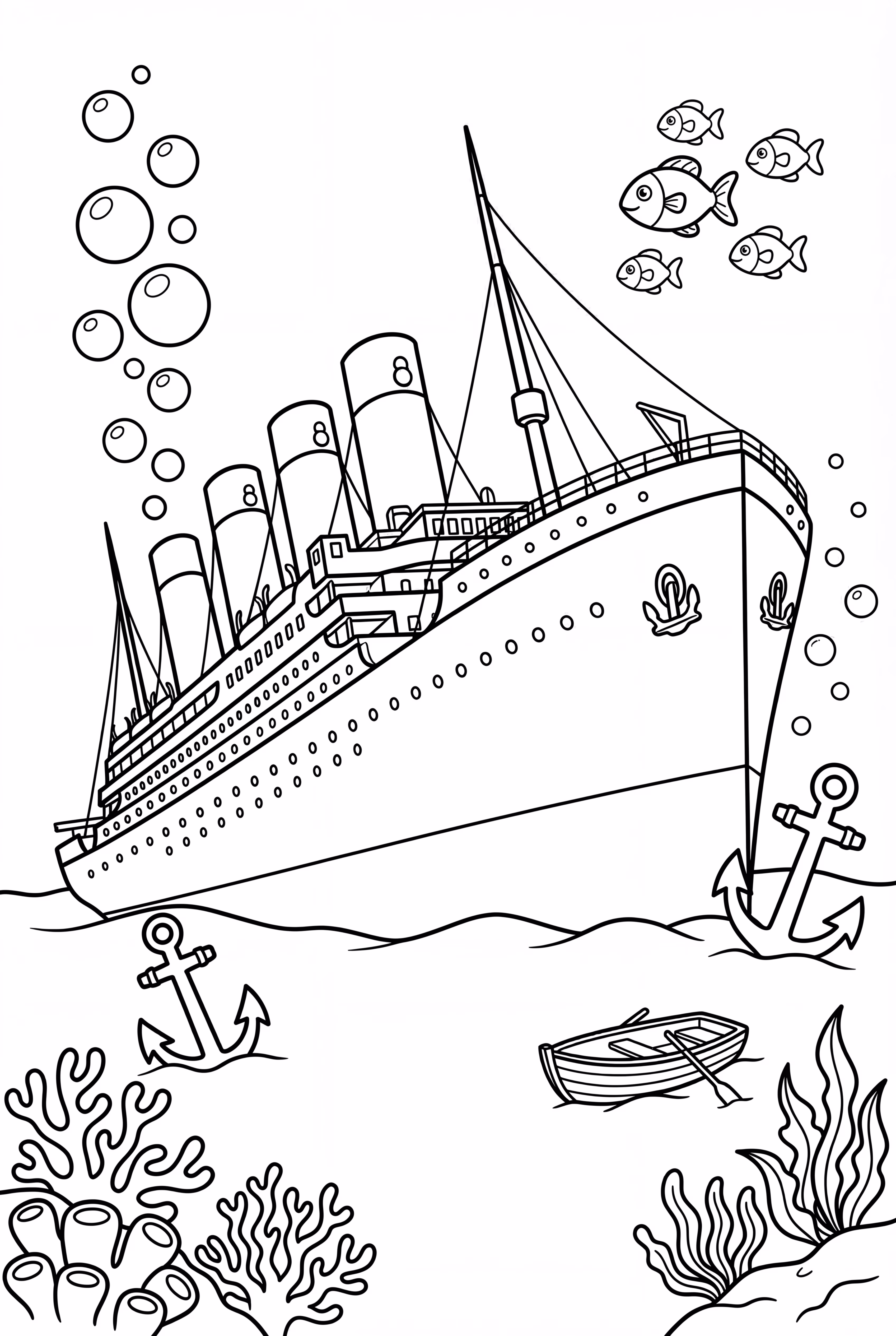 Sunken Titanic On Ocean Floor