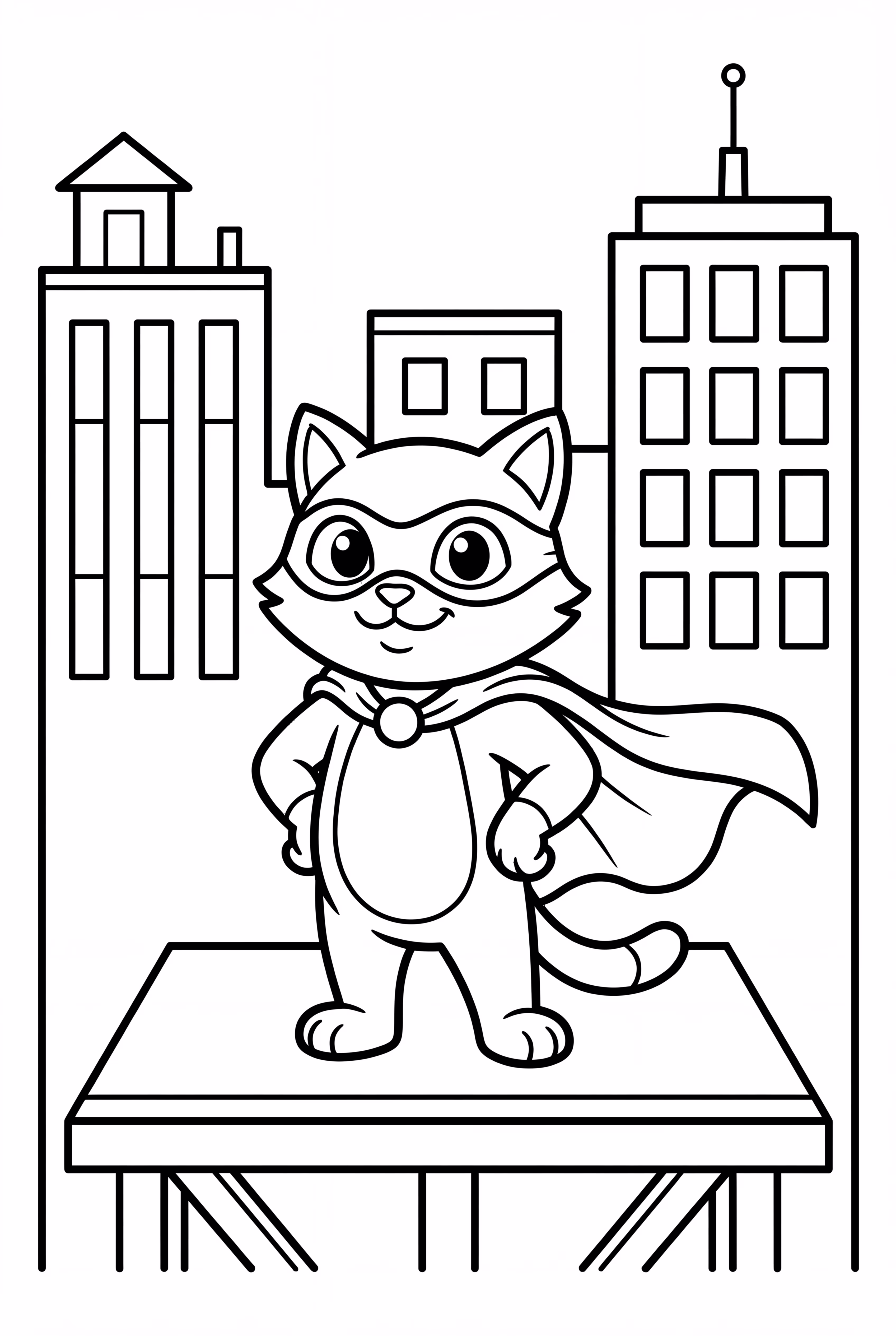 Superhero Cat On A Rooftop