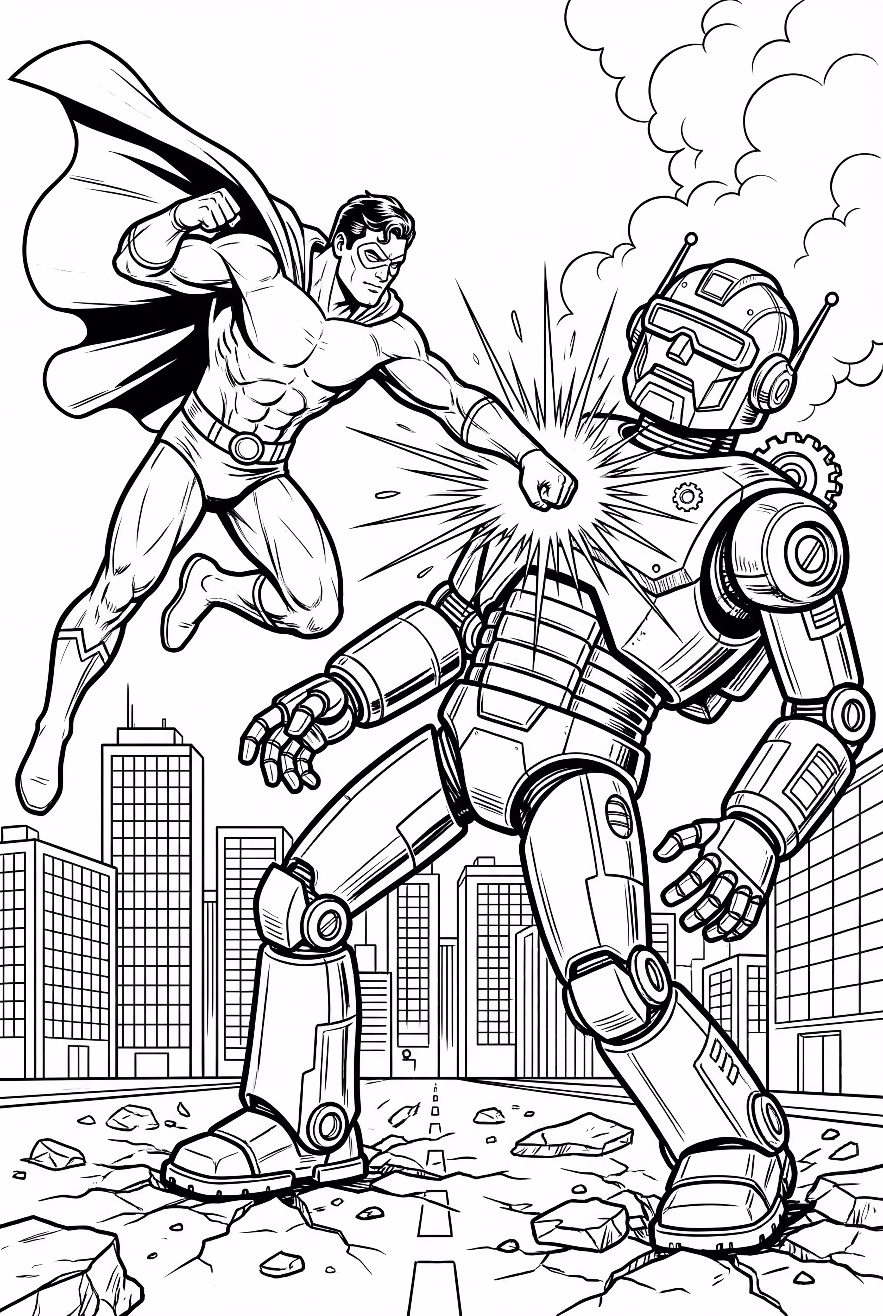 超级英雄与巨型机器人战斗