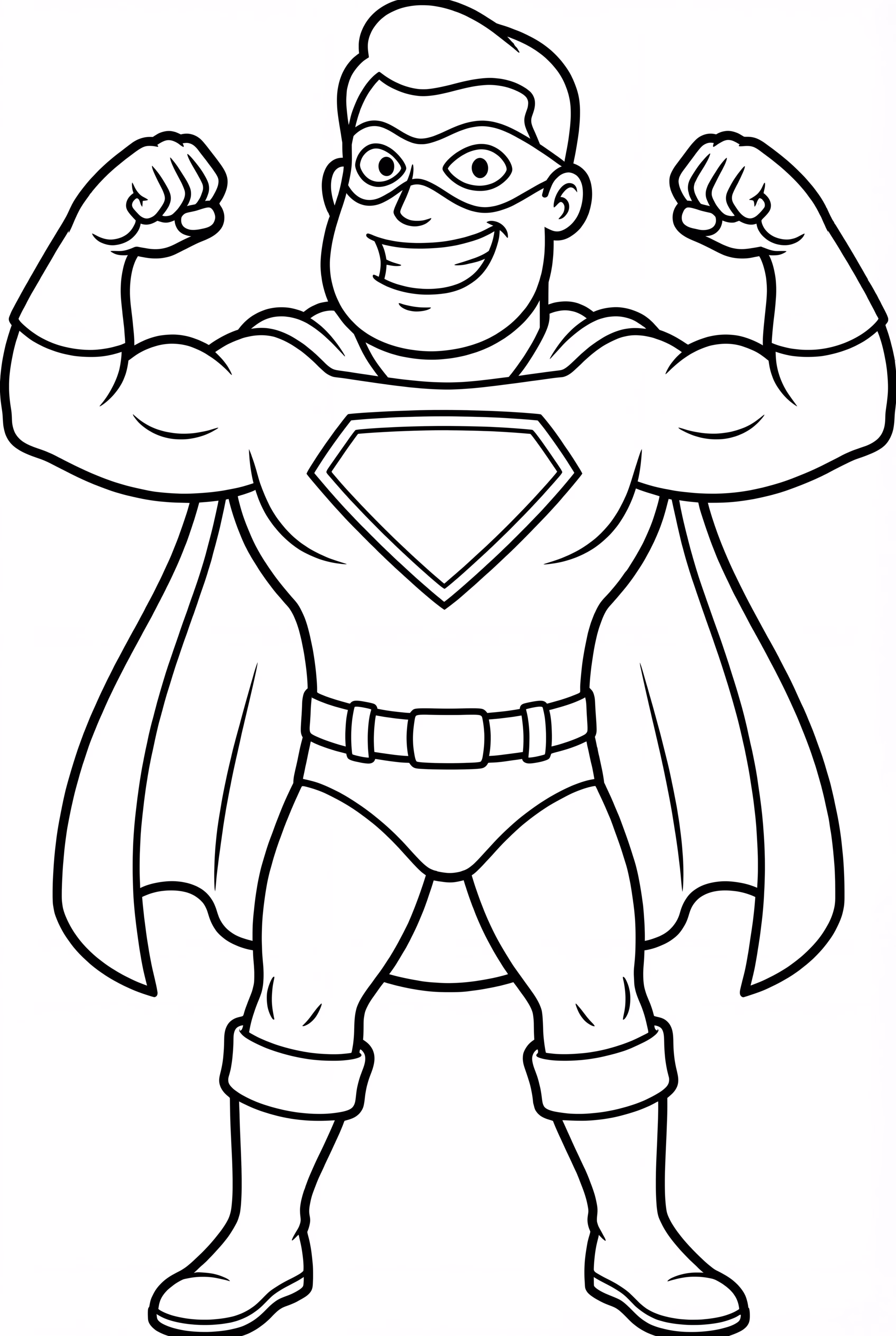 Superhero Flexing His Strong Muscles
