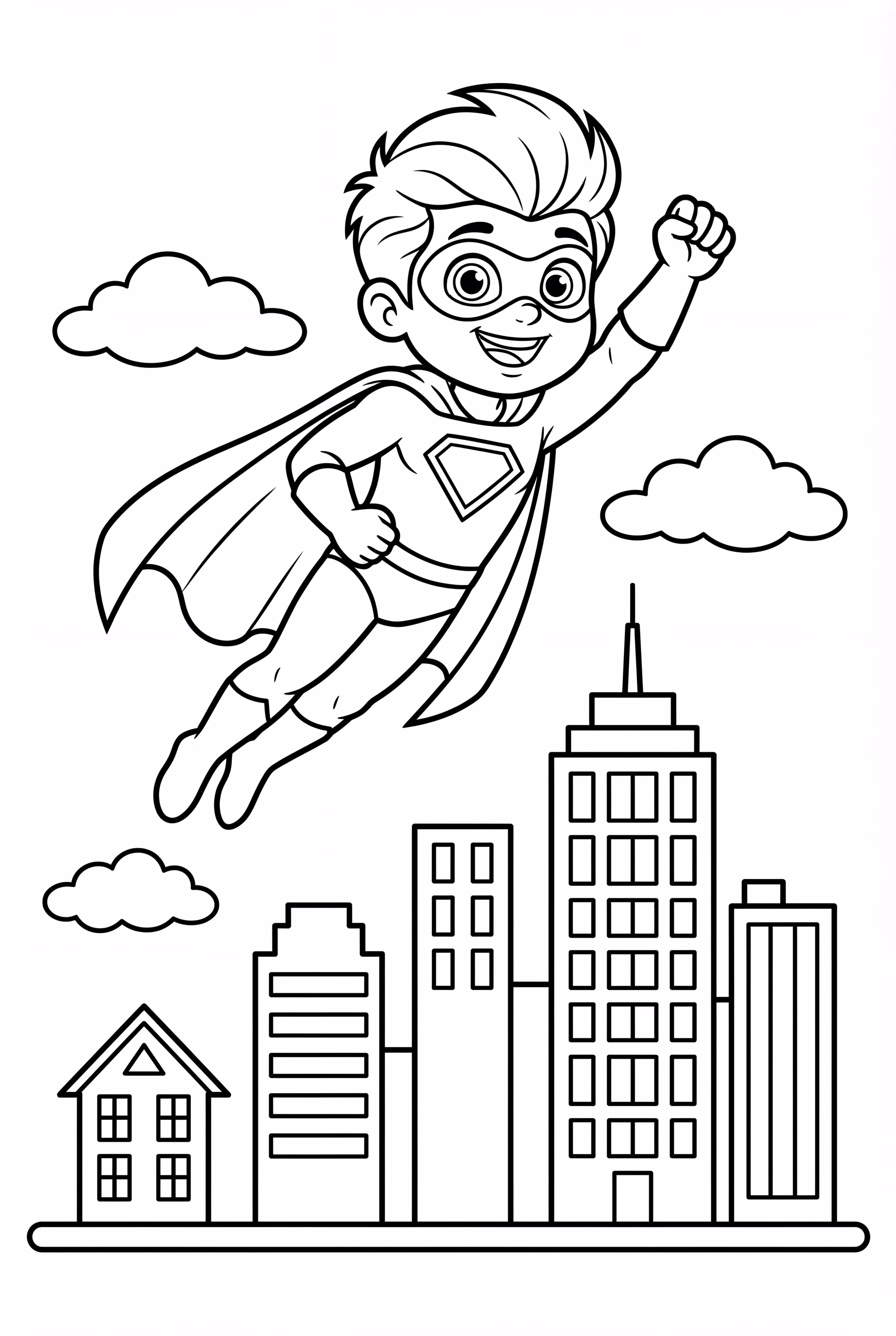Superhero Flying Above The City