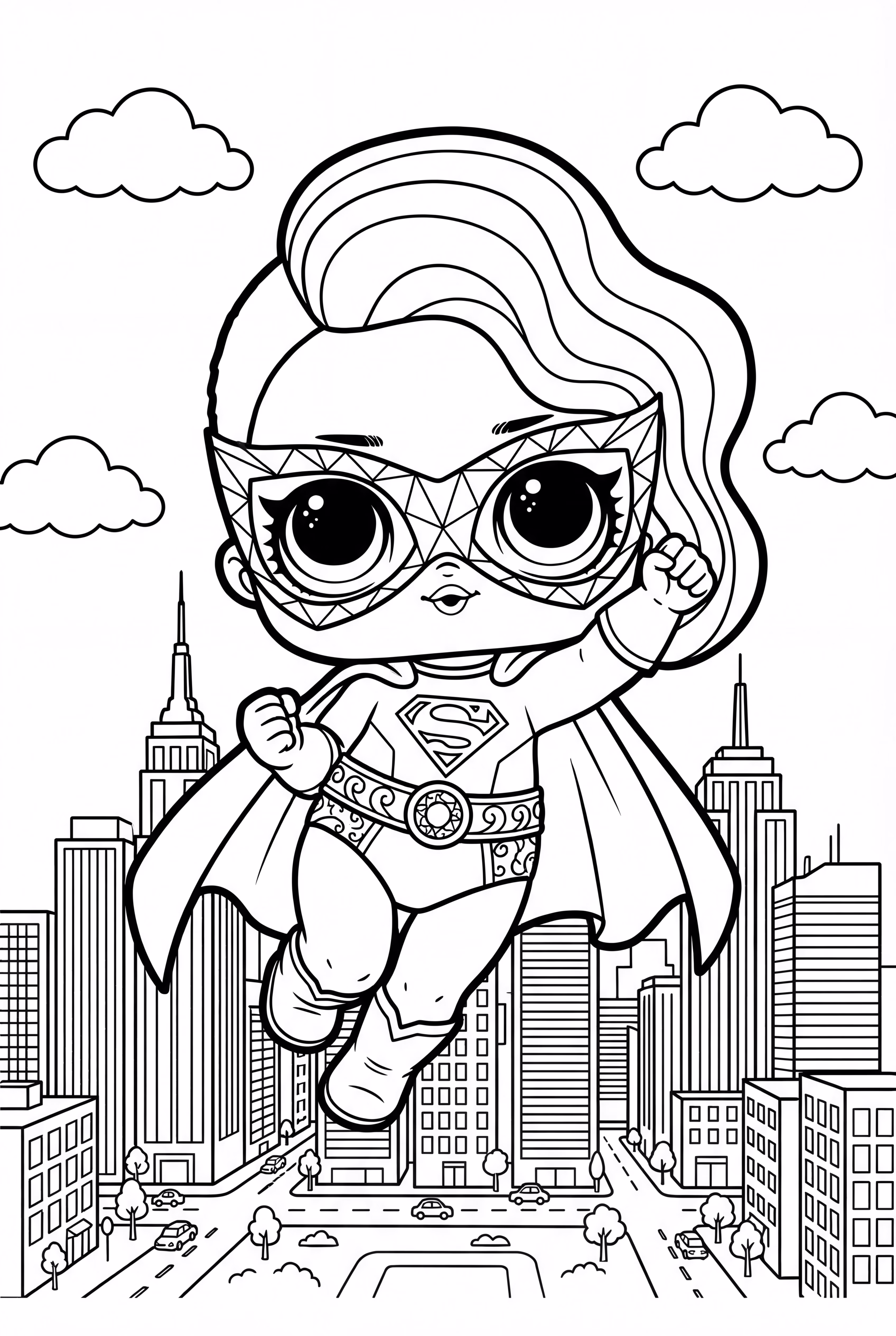 Superhero Lol Doll Flying Over The City