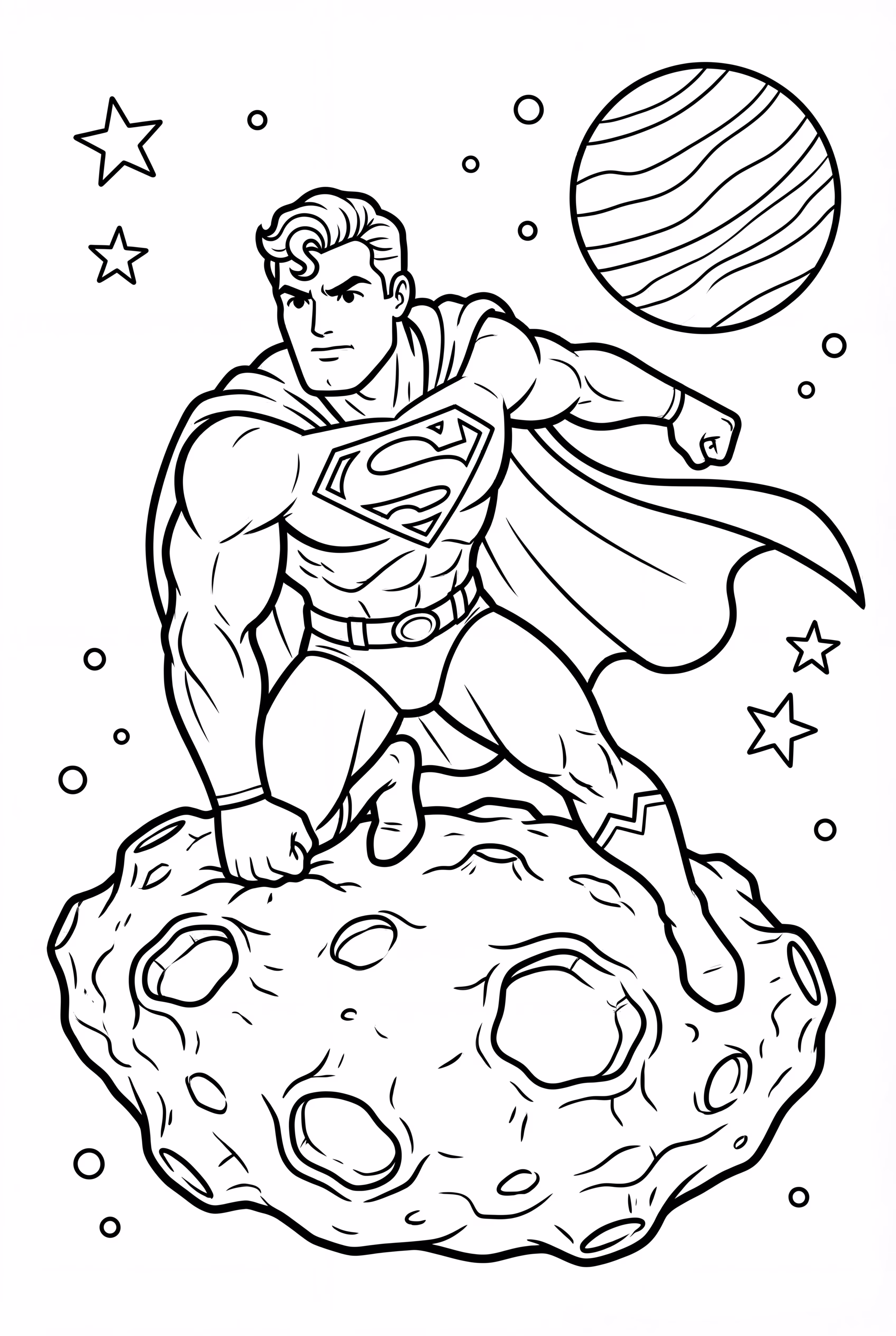 超人降落在小行星上