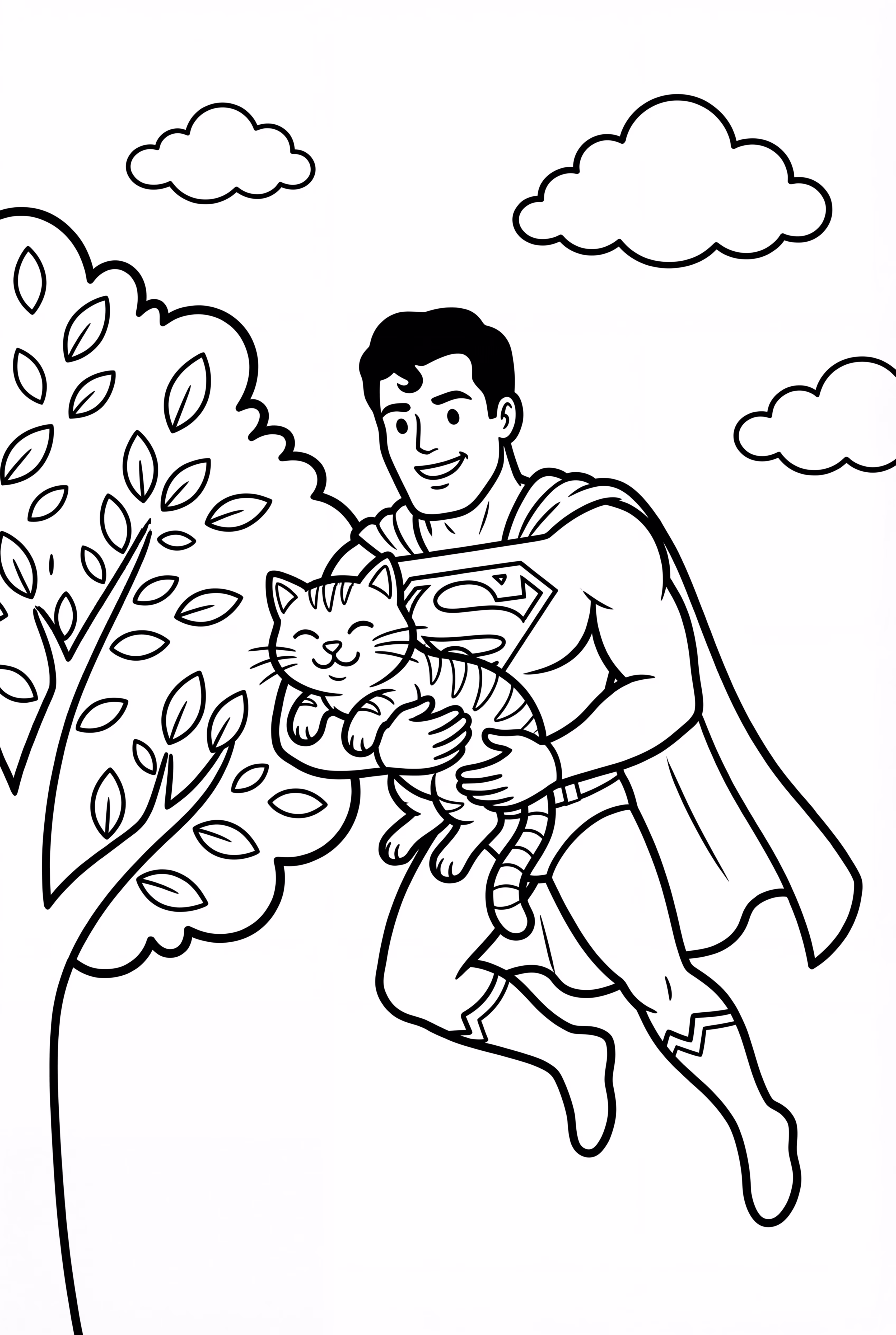 超人從樹上救貓