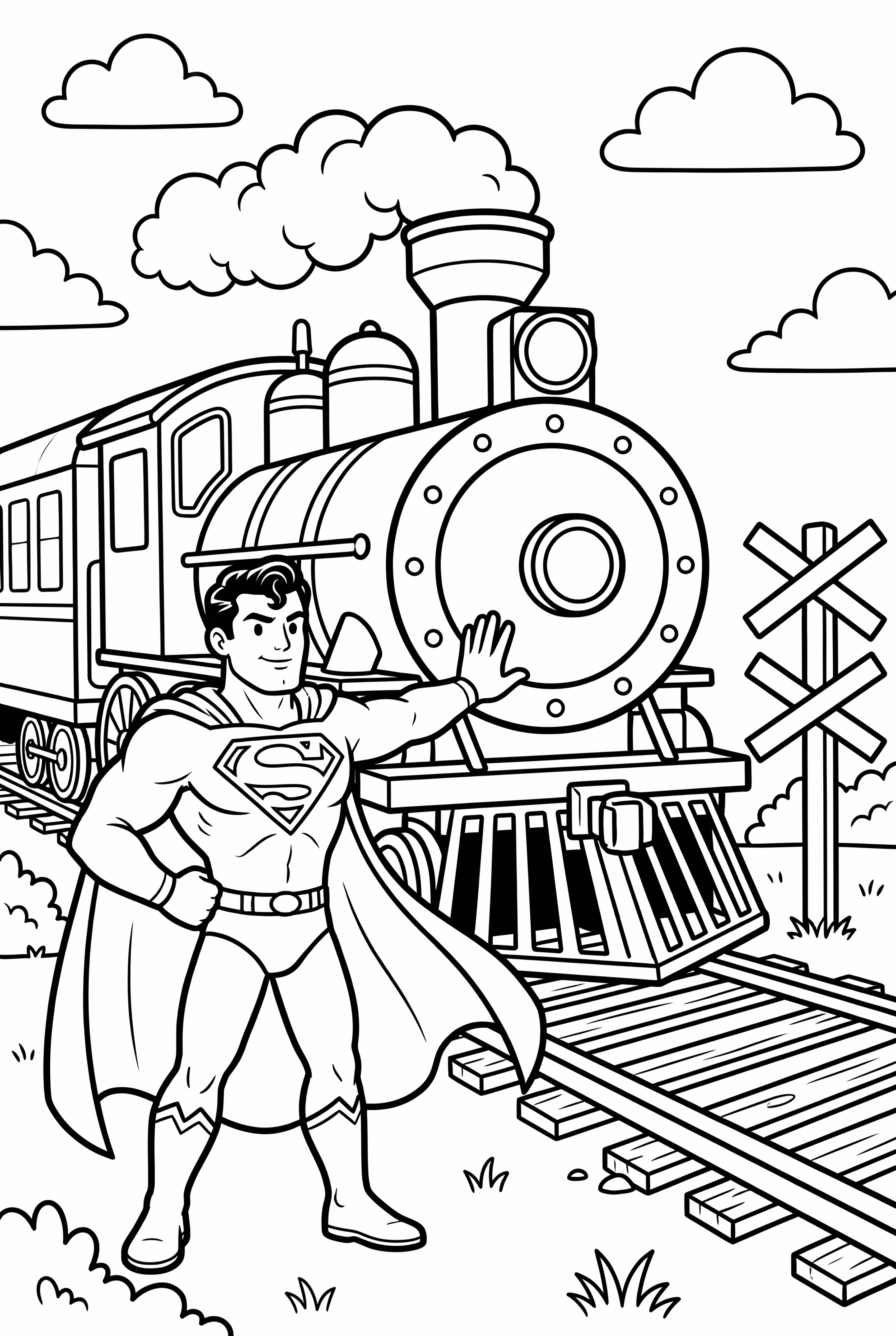 Superman Stopping A Speeding Train