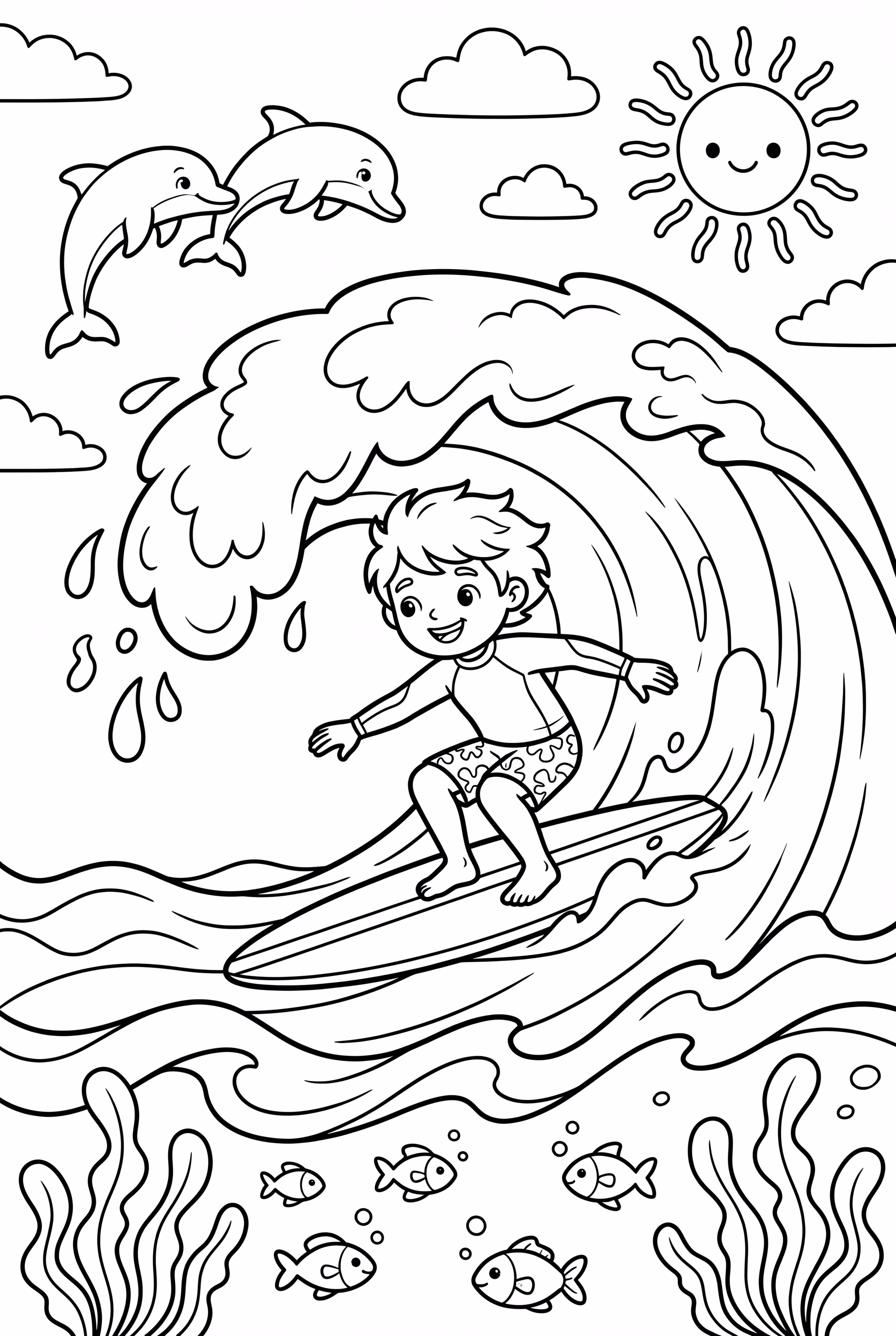 Surfer Riding a Big Ocean Wave