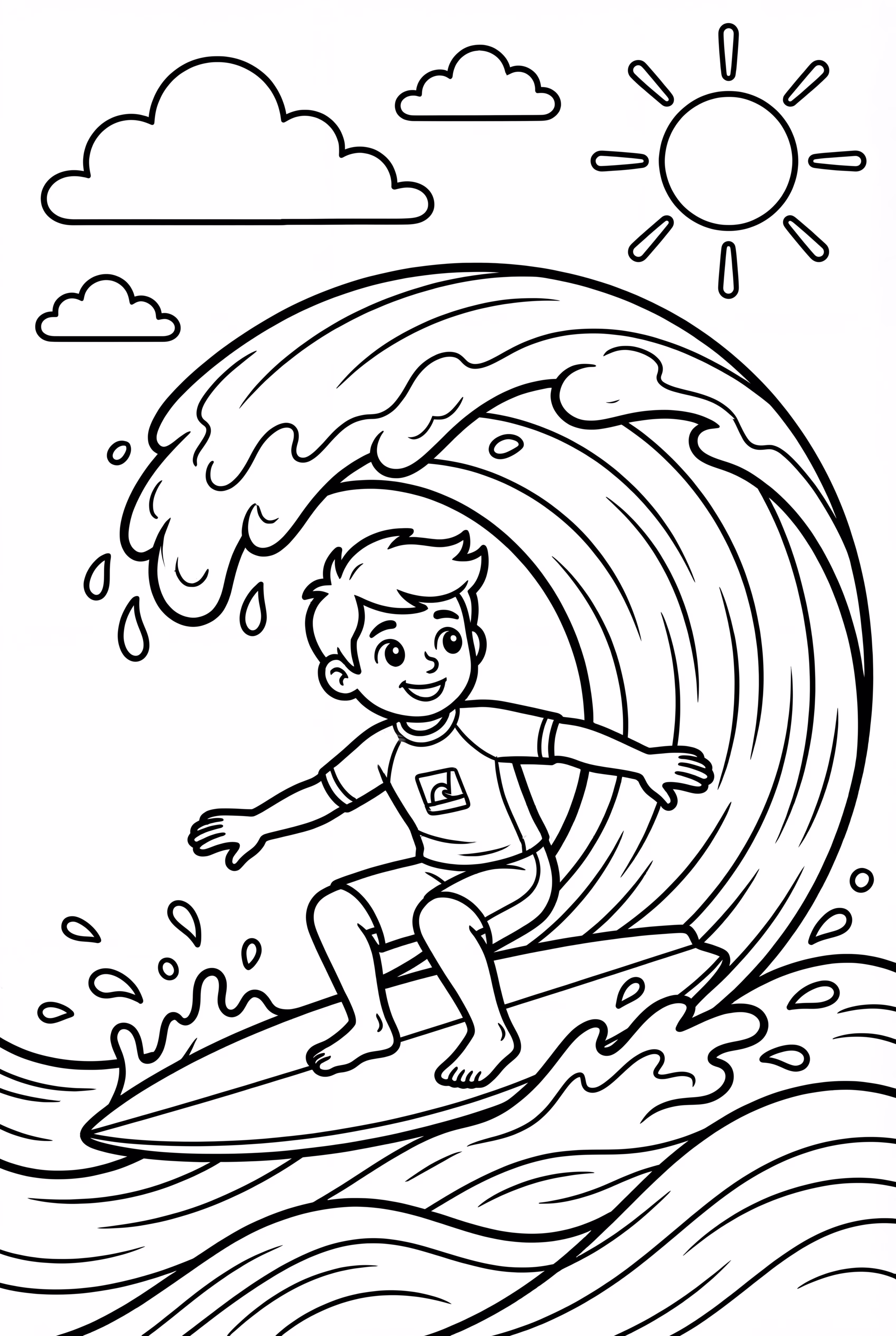 Surfista montando una gran ola de verano