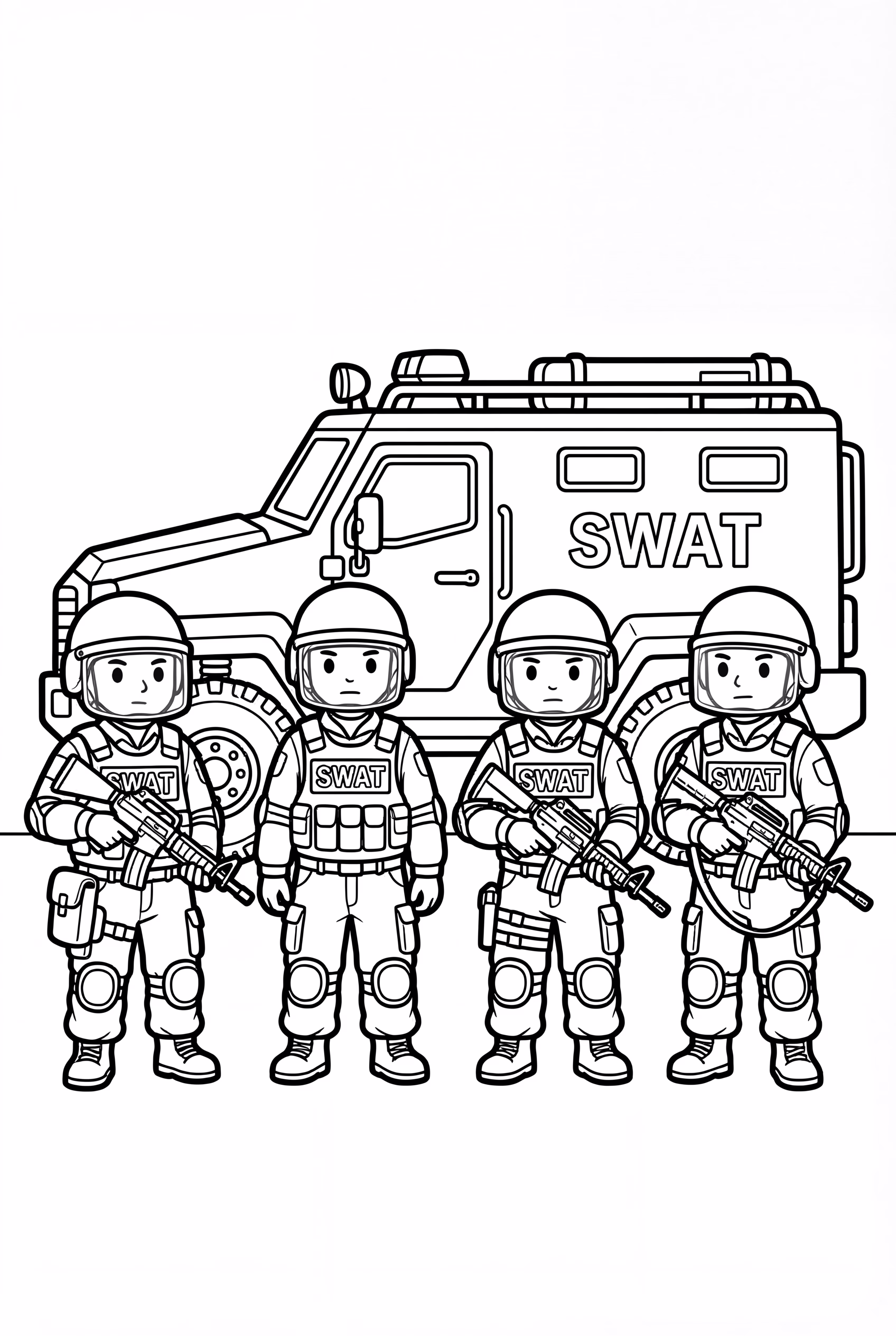 SWAT Team Next to Armored Truck