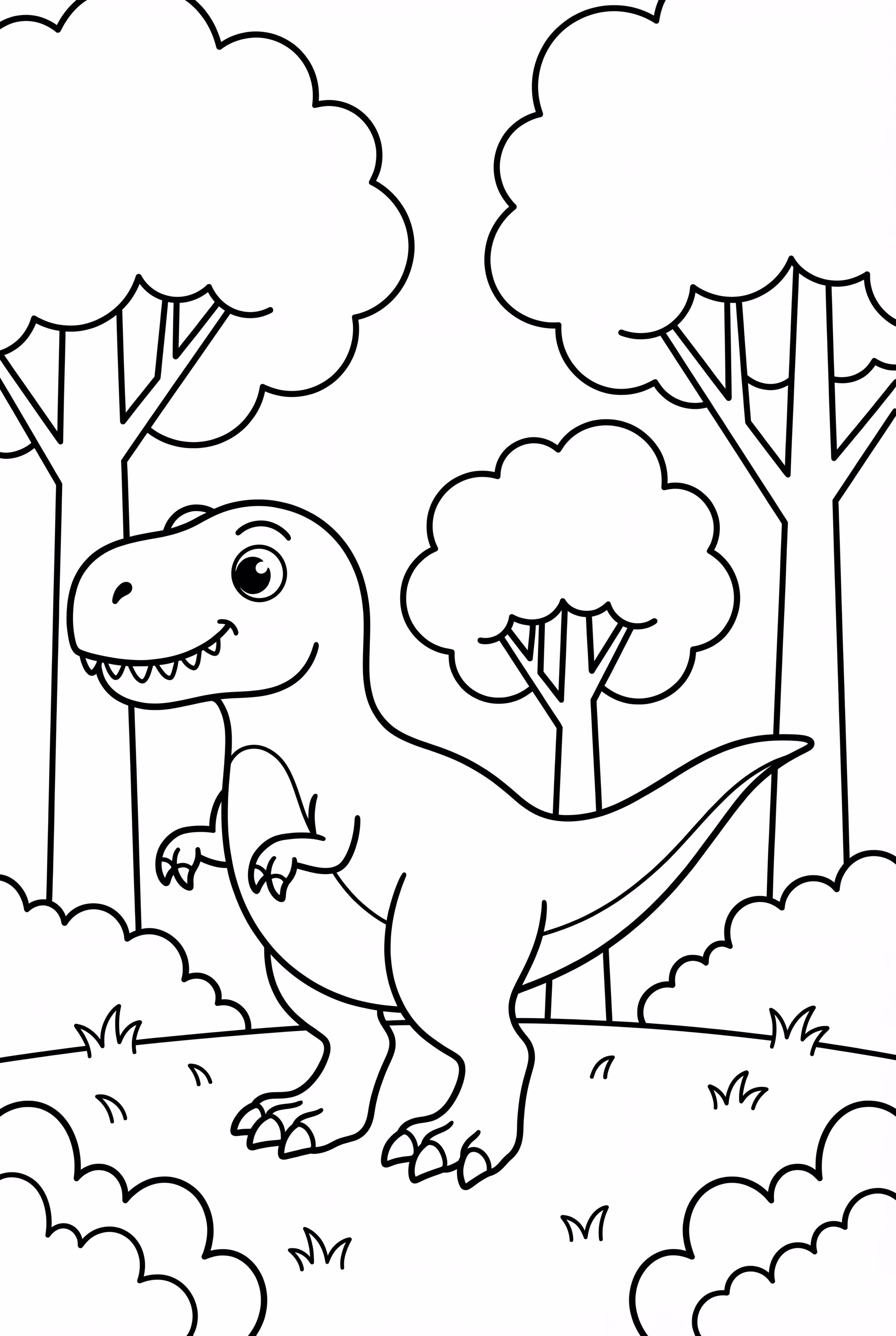 T-Rex Amidst Giant Trees