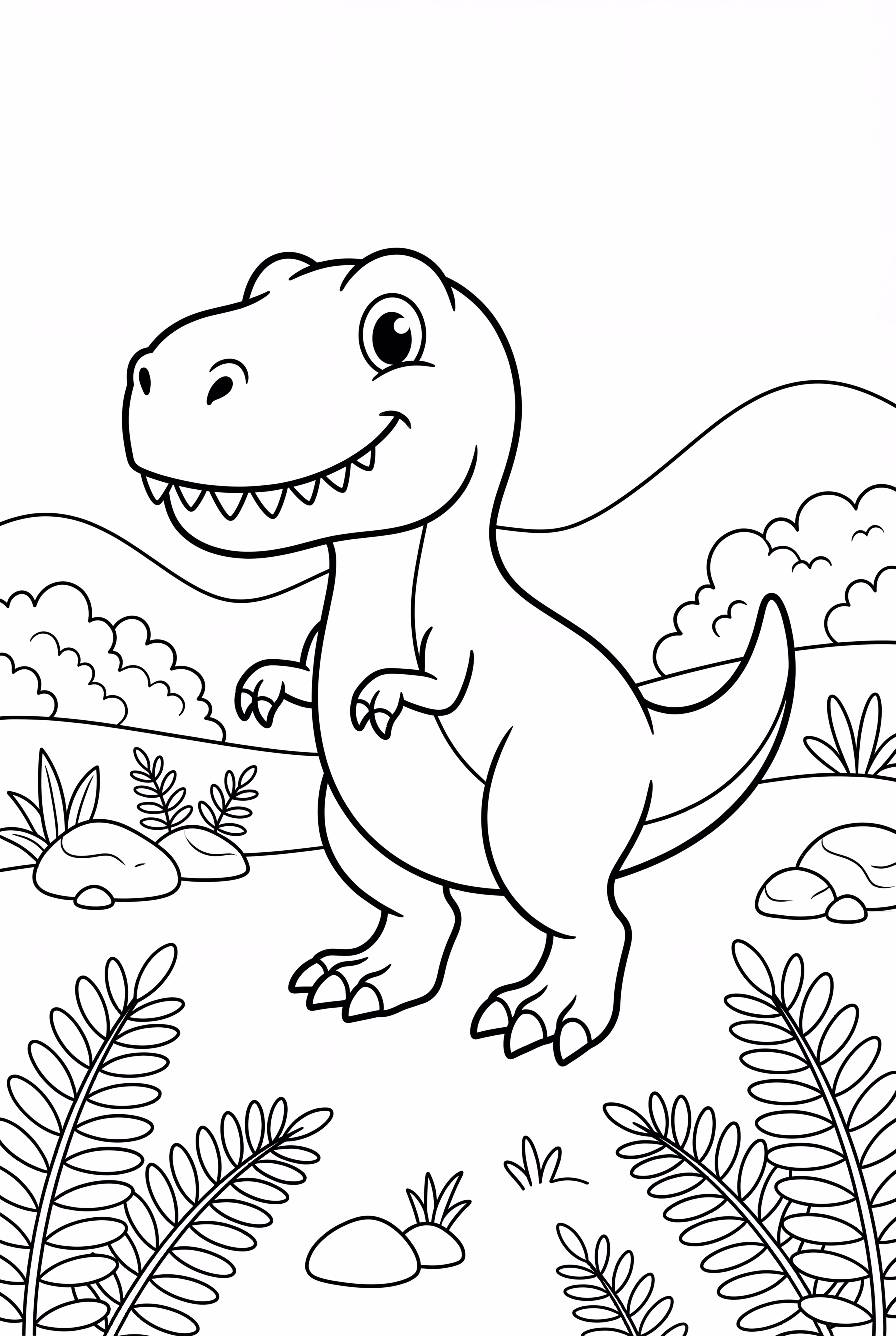 T-Rex In A Lush Fern Valley