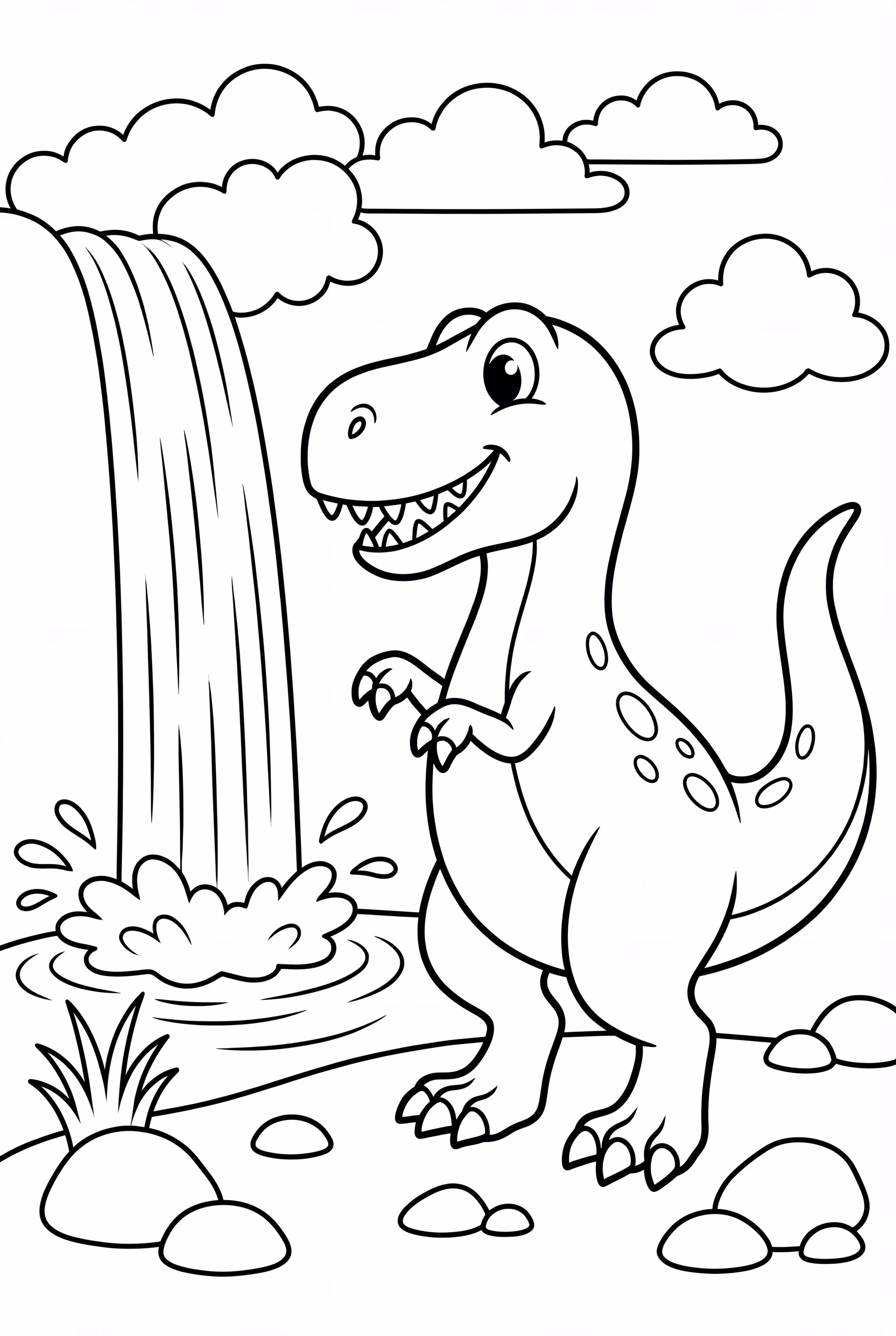 T-Rex Near A Waterfall