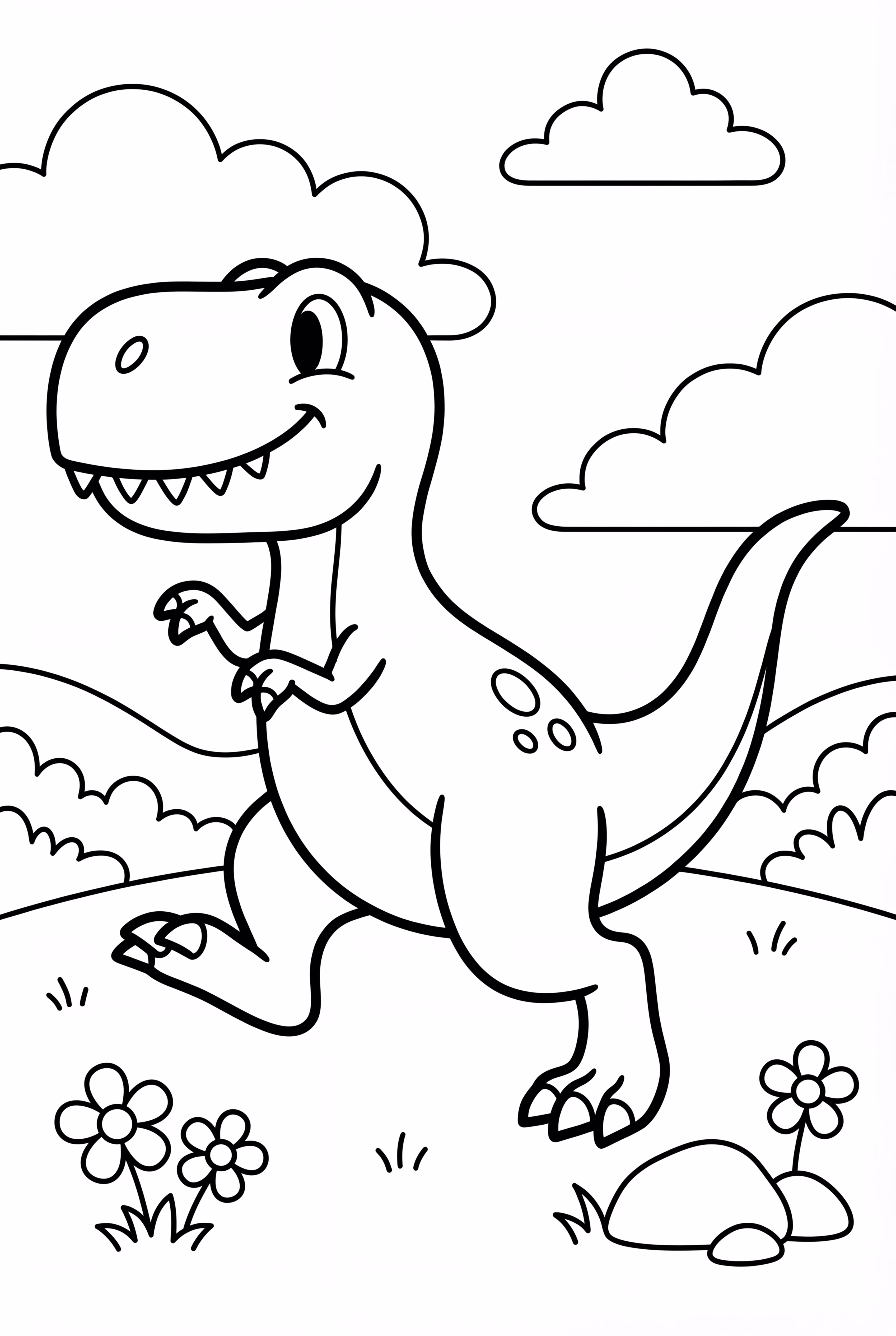 T-Rex Running Through A Field
