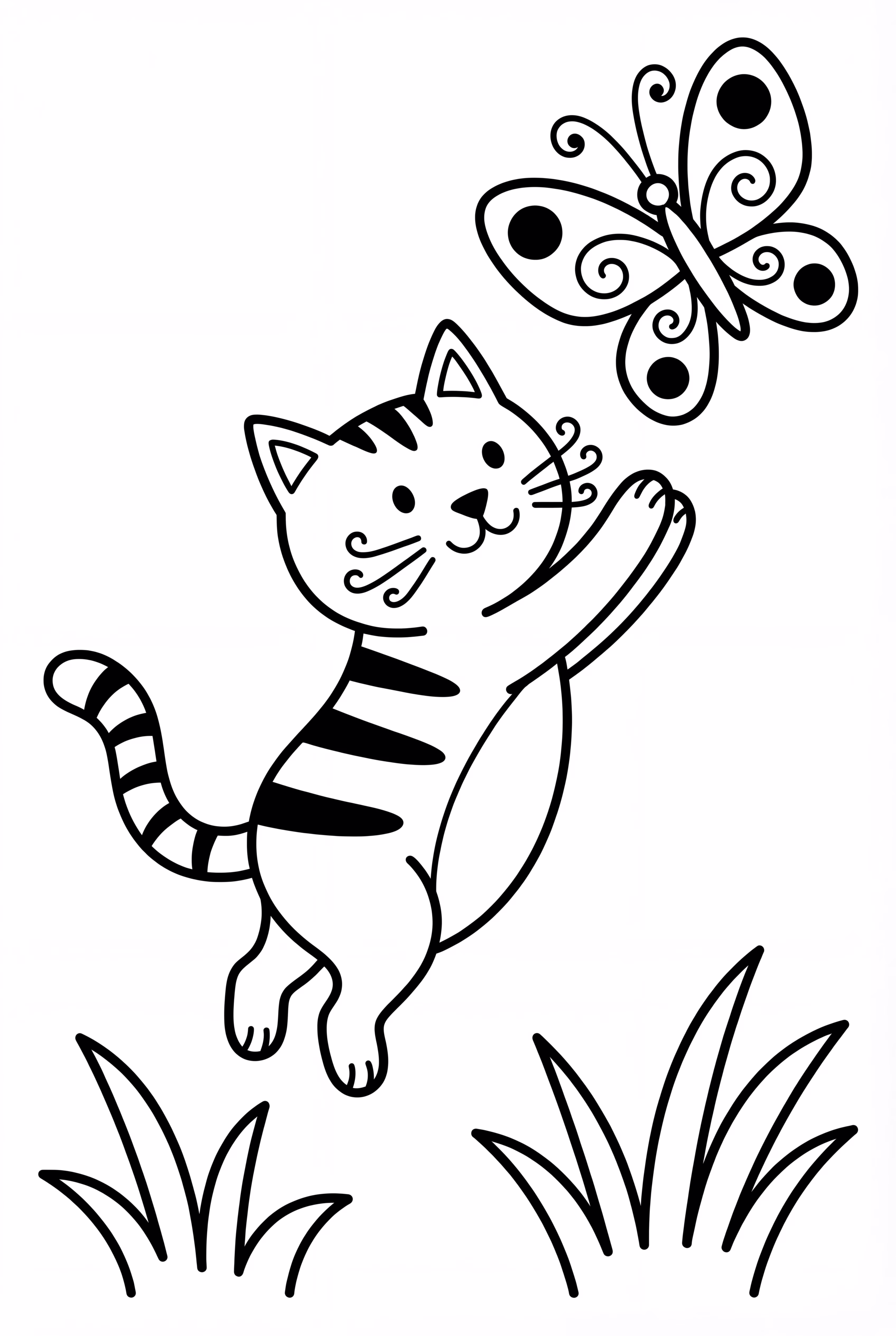 Tabby Cat Chasing Butterfly