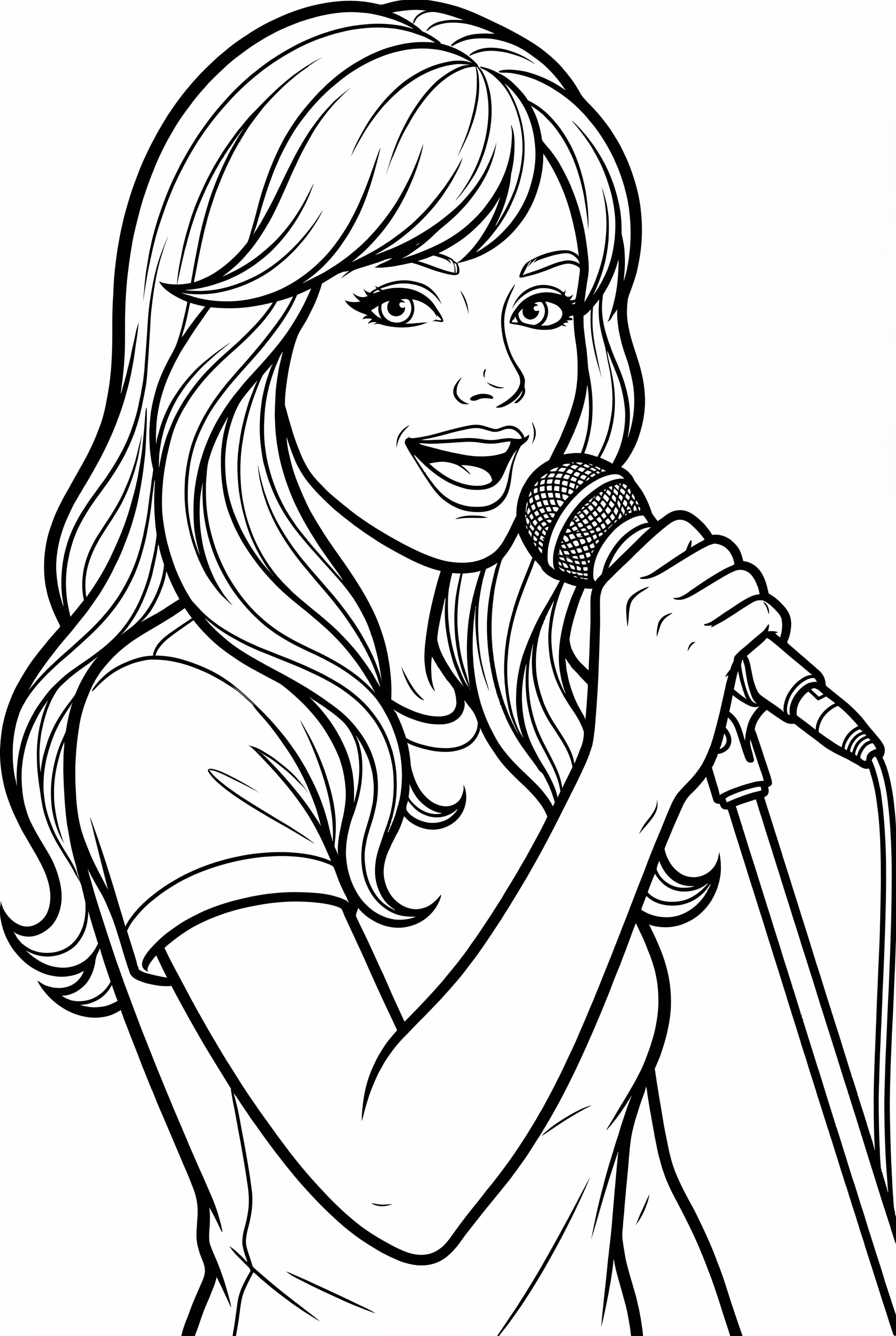 泰勒·斯威夫特手持麦克风在舞台上