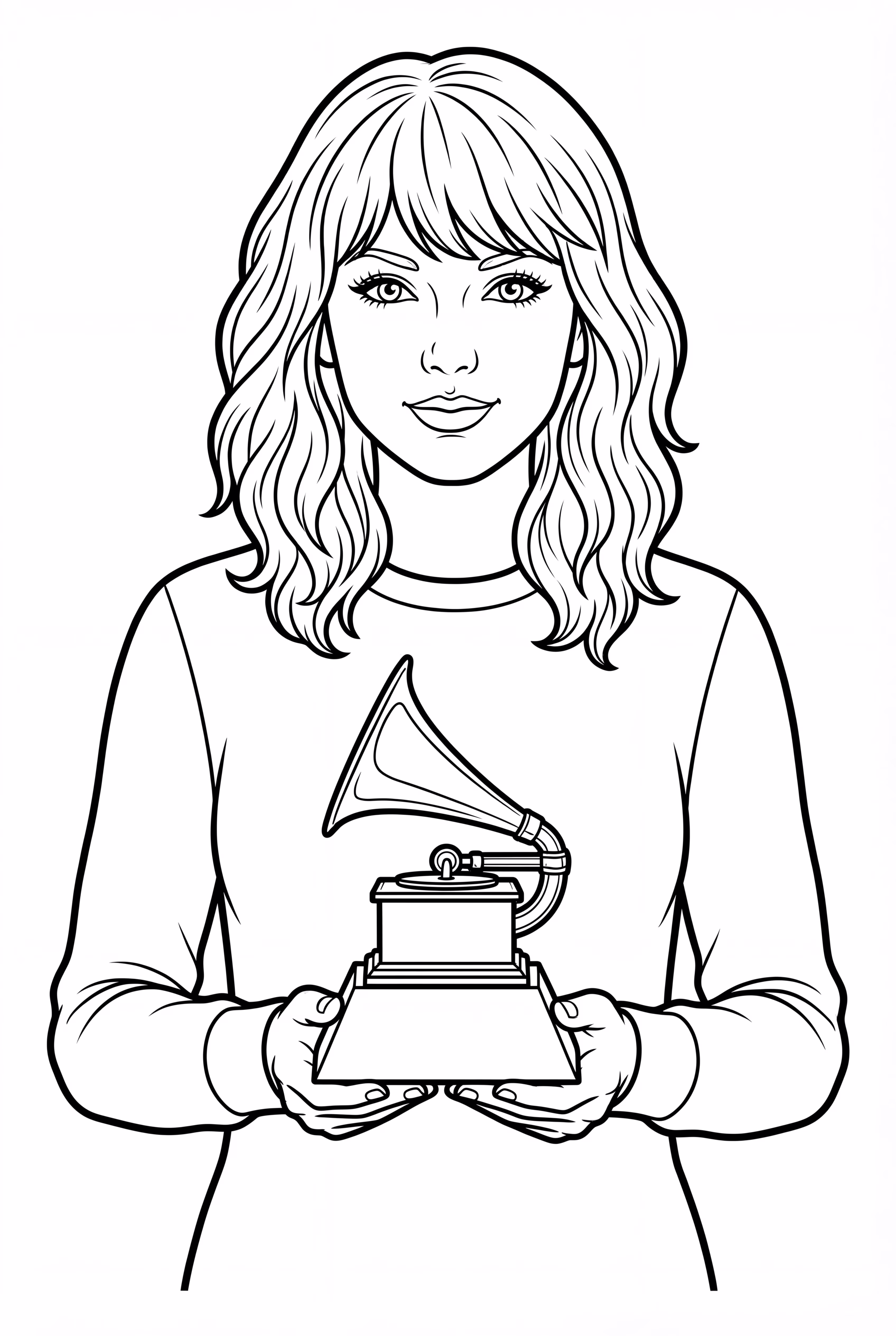 Taylor Swift Holding Golden Grammy Award