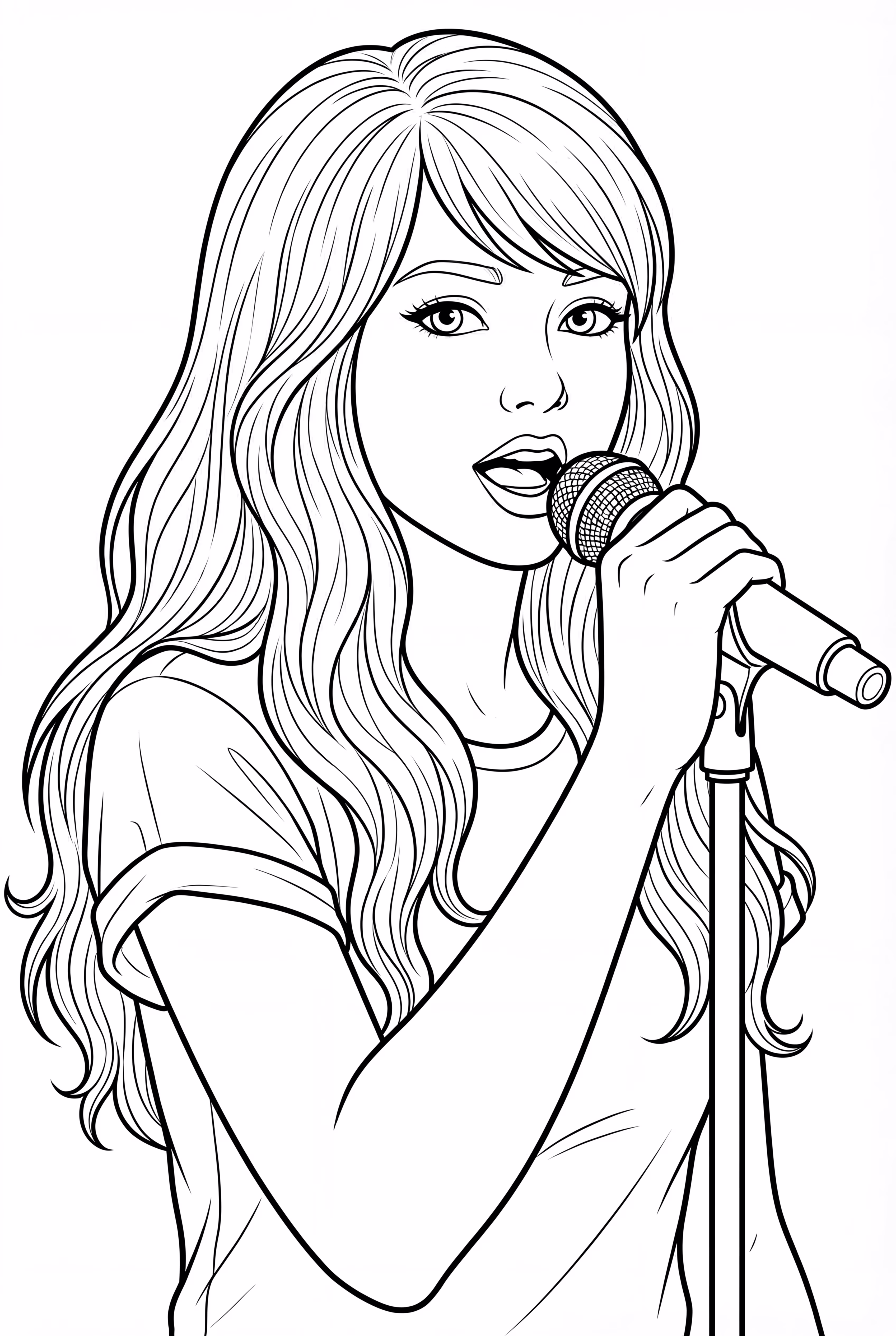 Taylor Swift Holding Sparkling Microphone Stand