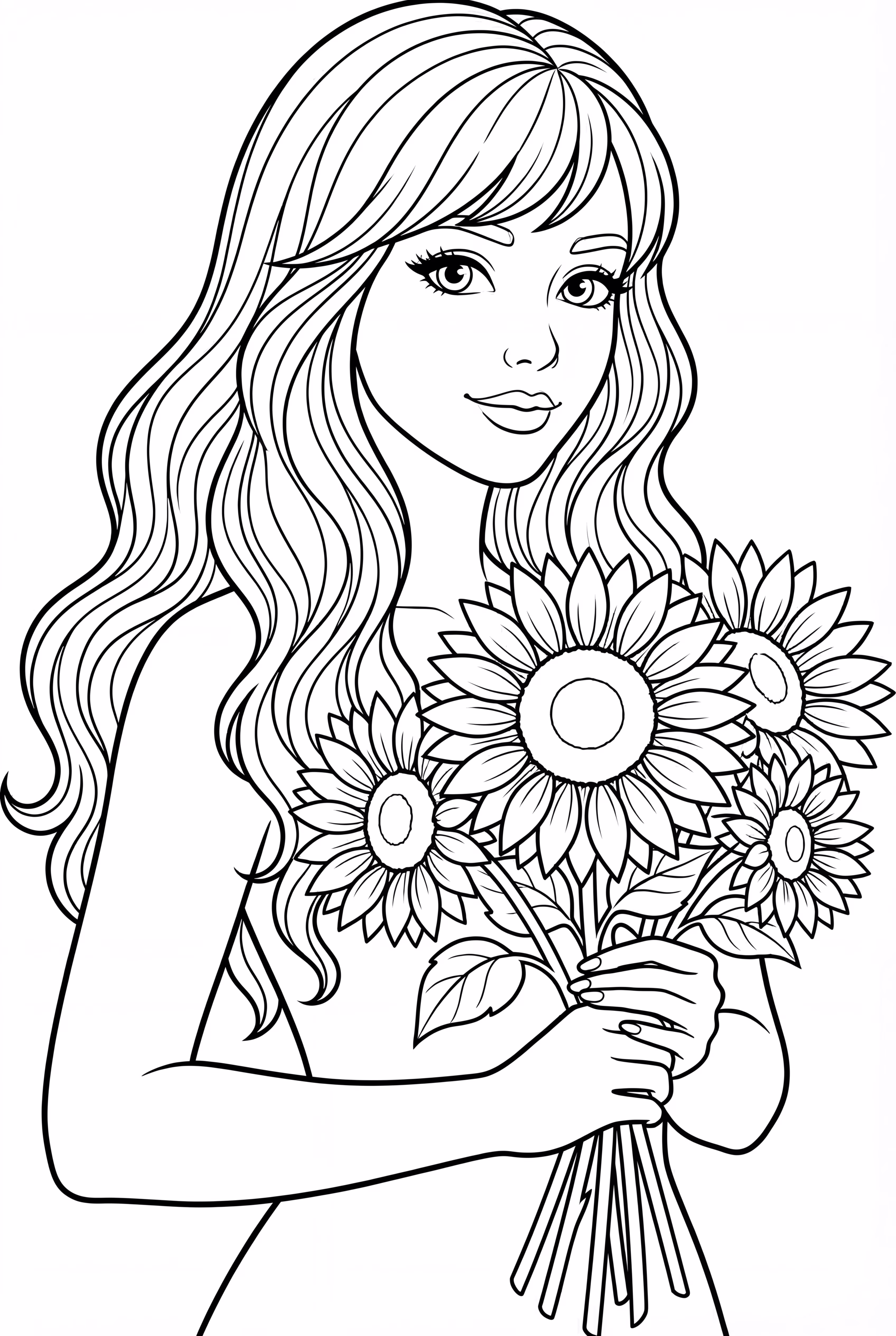 Taylor Swift tenant un bouquet de tournesols