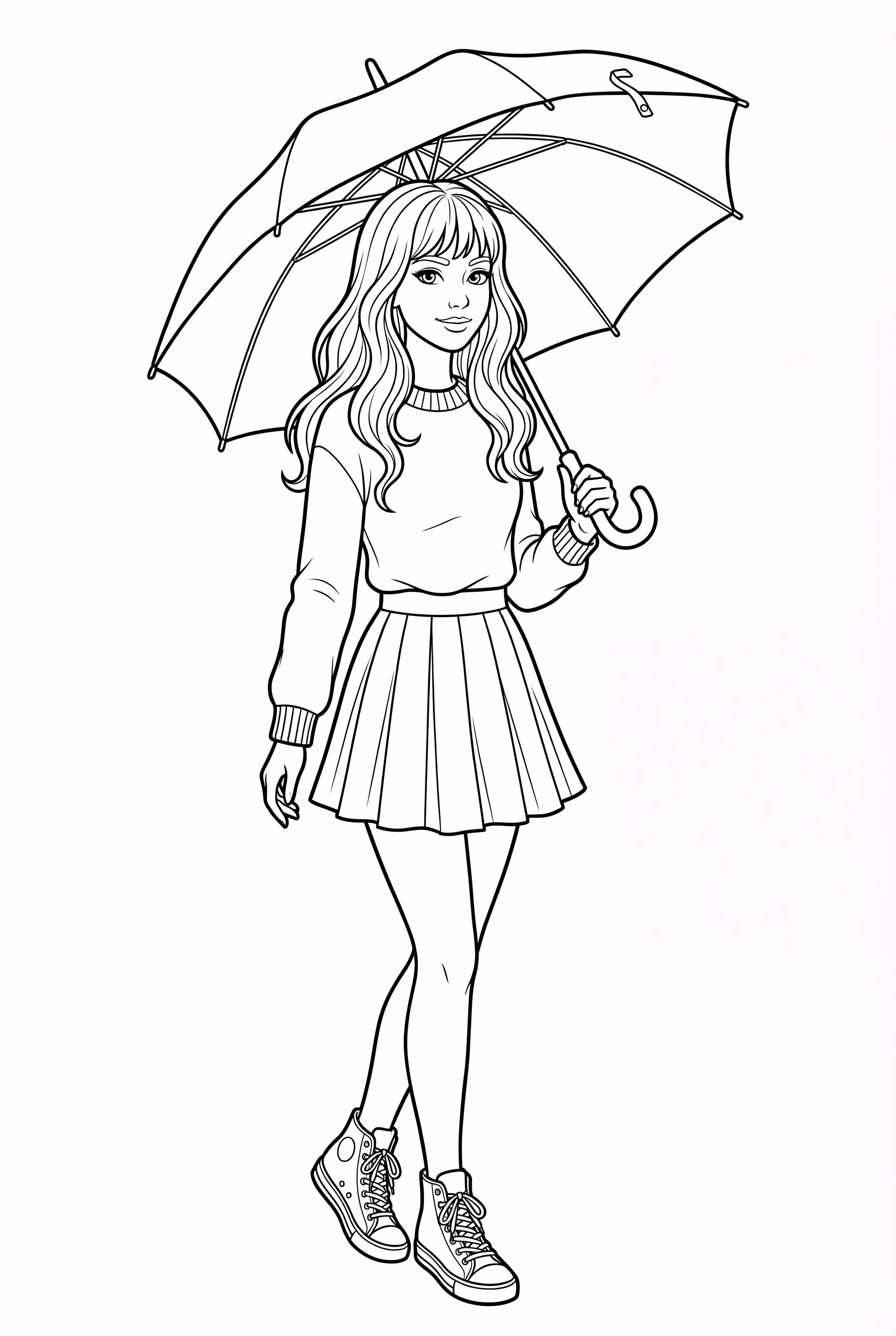 Taylor Swift debout sous la pluie avec un parapluie