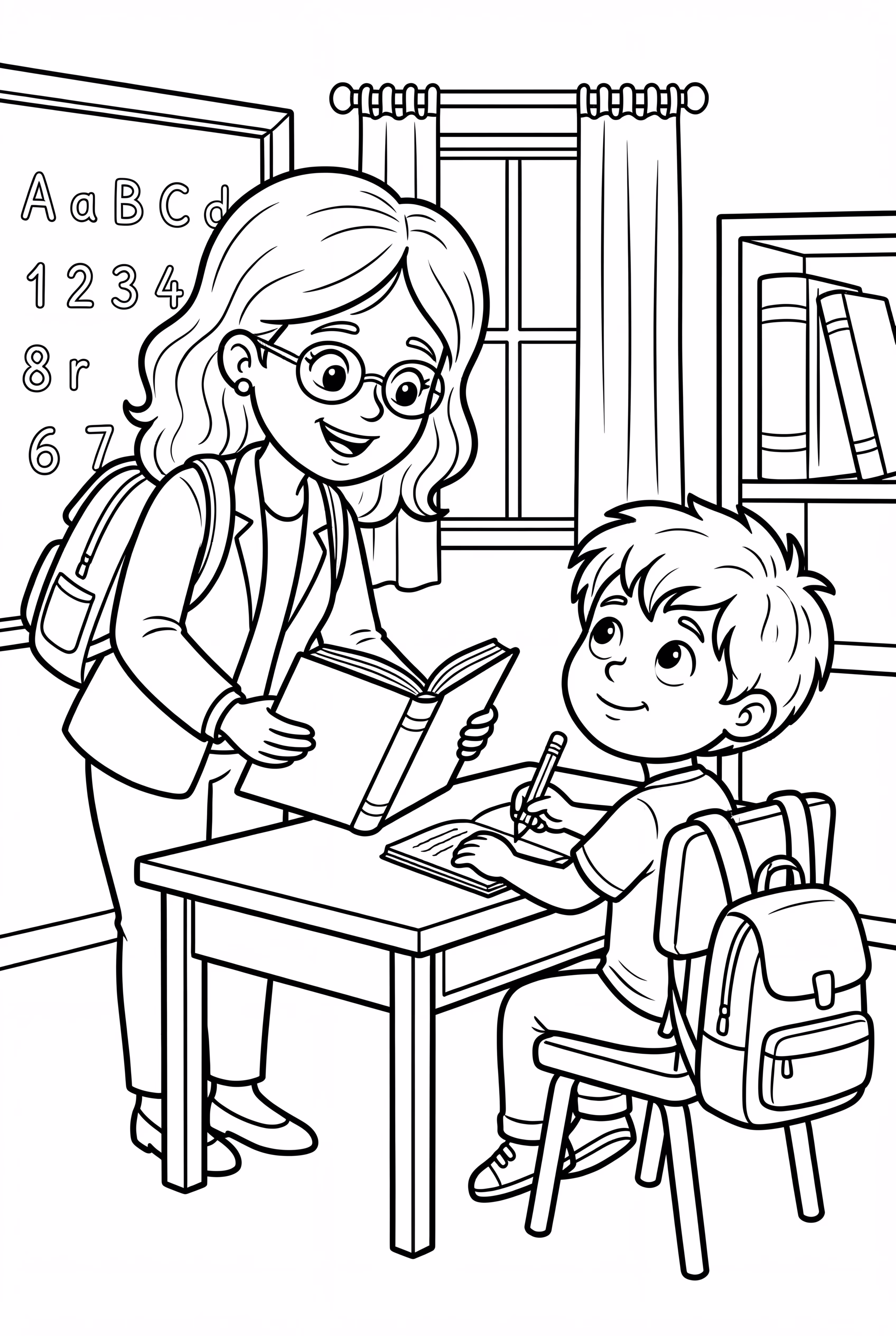 Teacher Helping Student with Homework