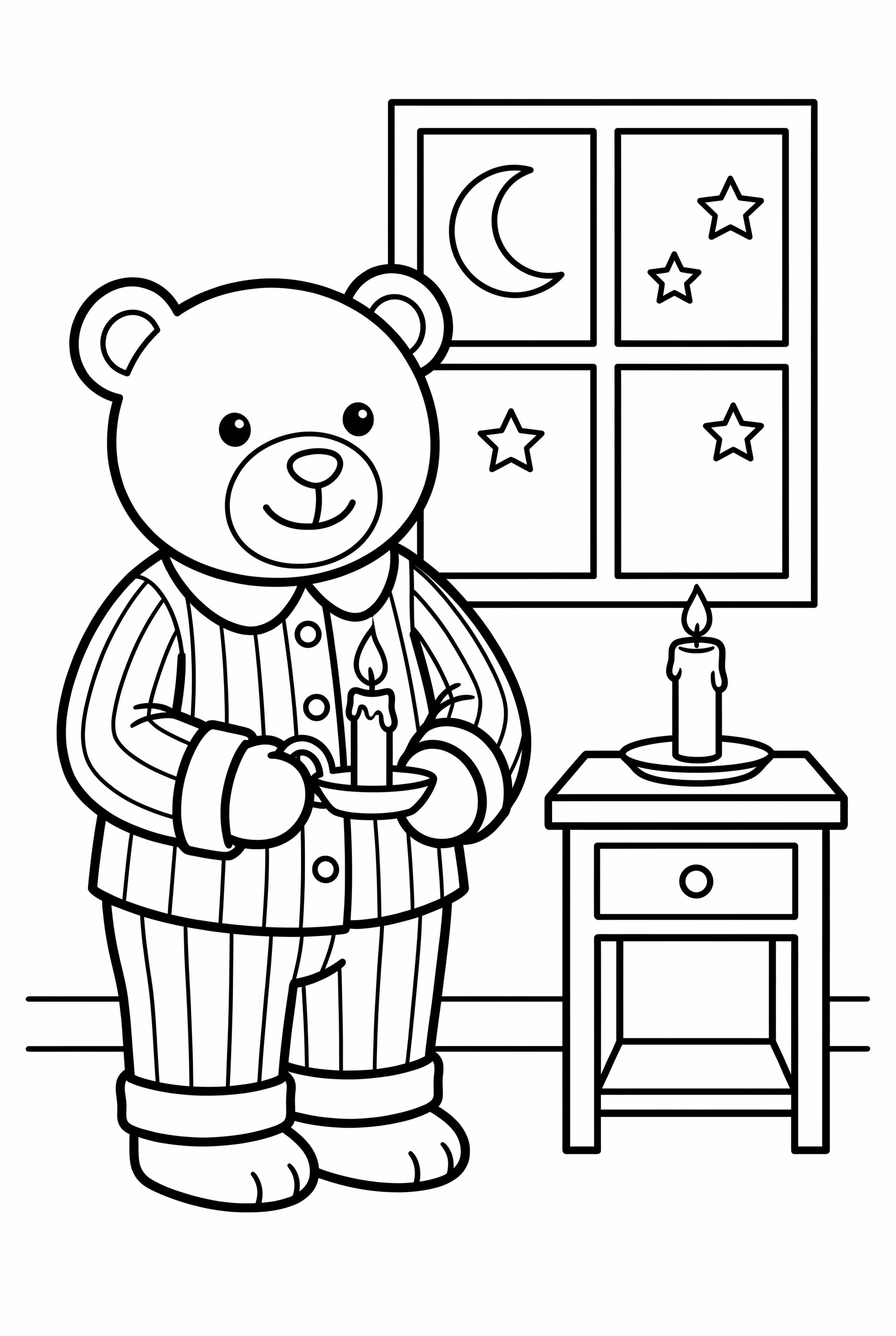 Teddy Bear In Pajamas Holding A Candle