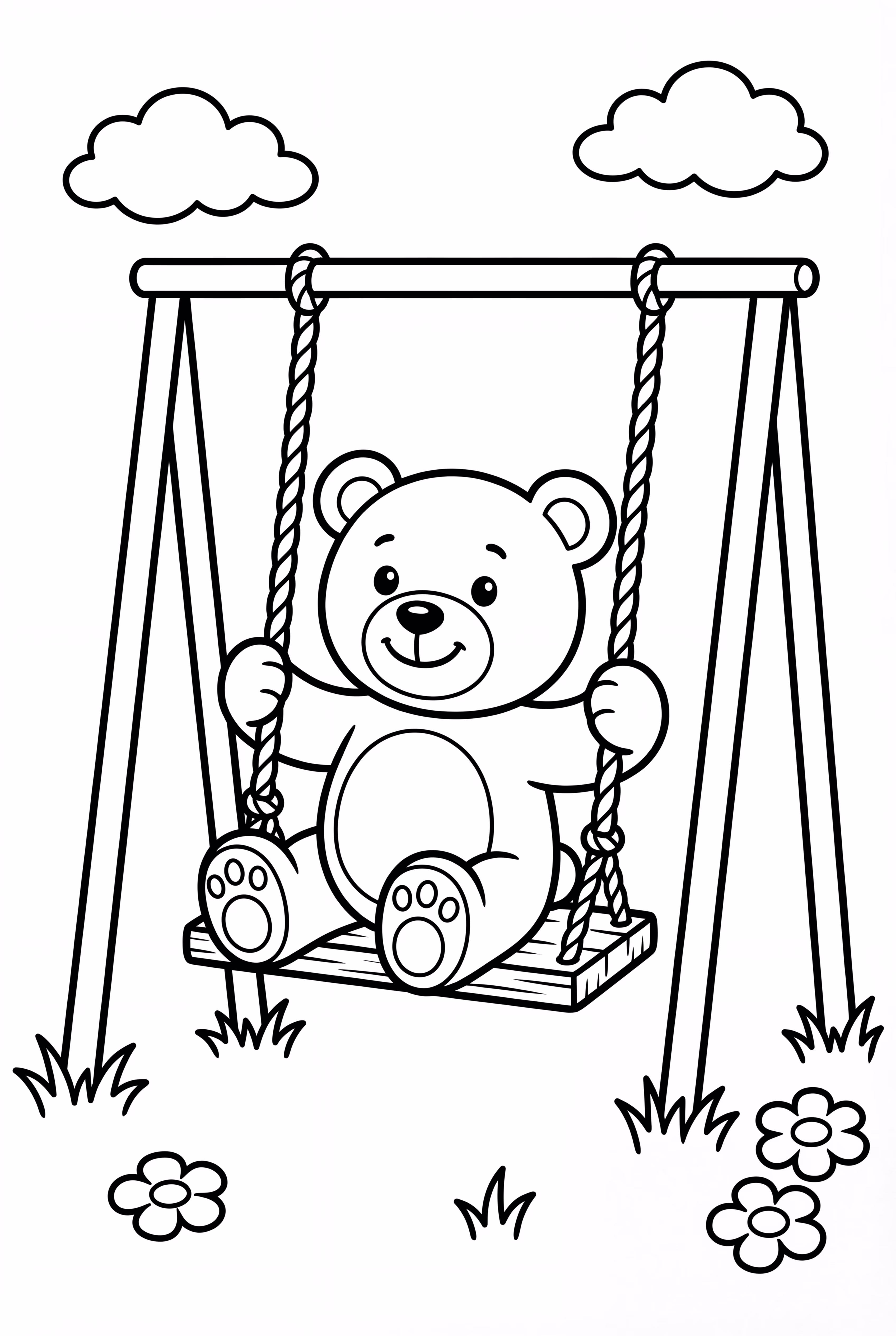 Teddy Bear On A Swing Set