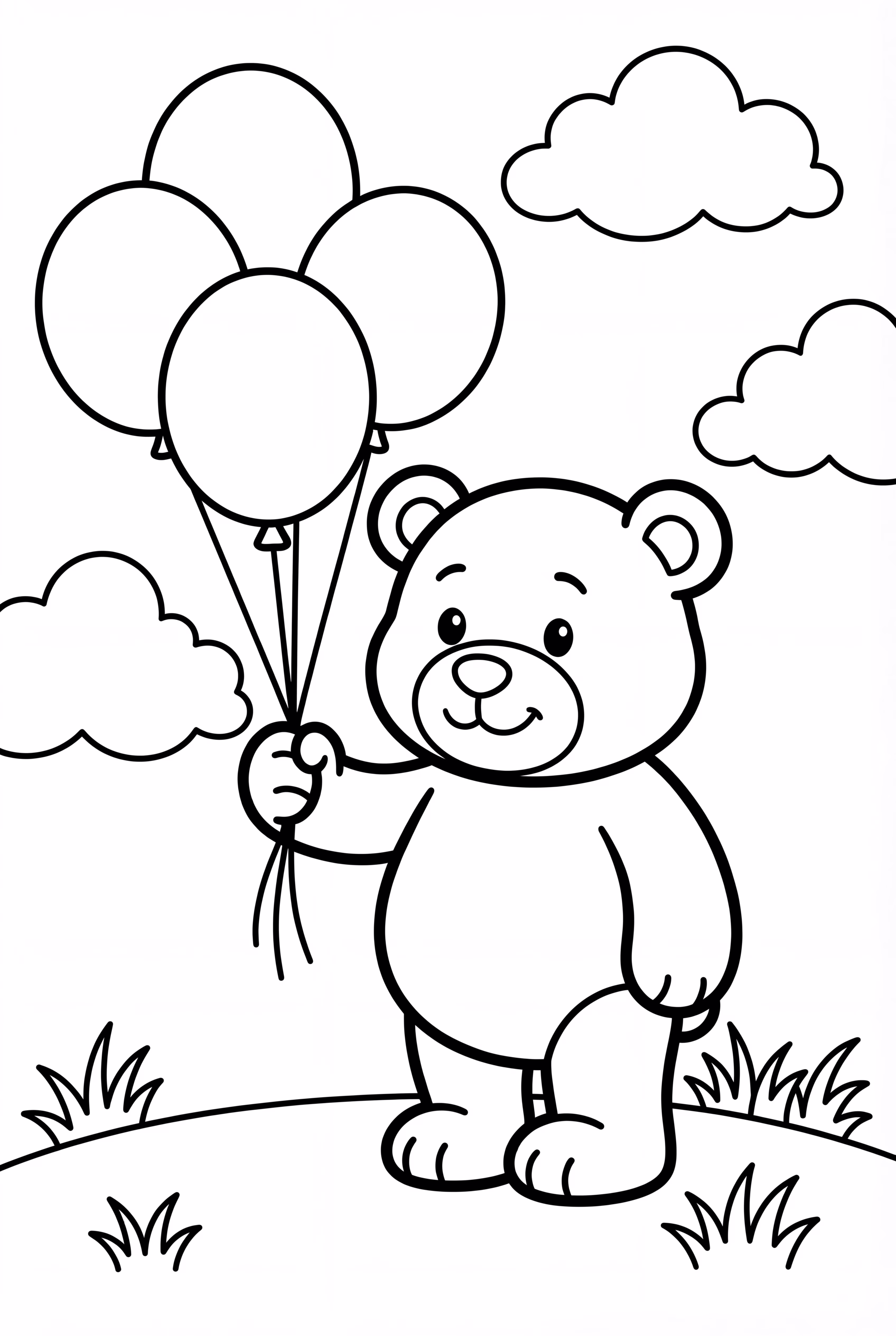 Oso de peluche con un ramo de globos
