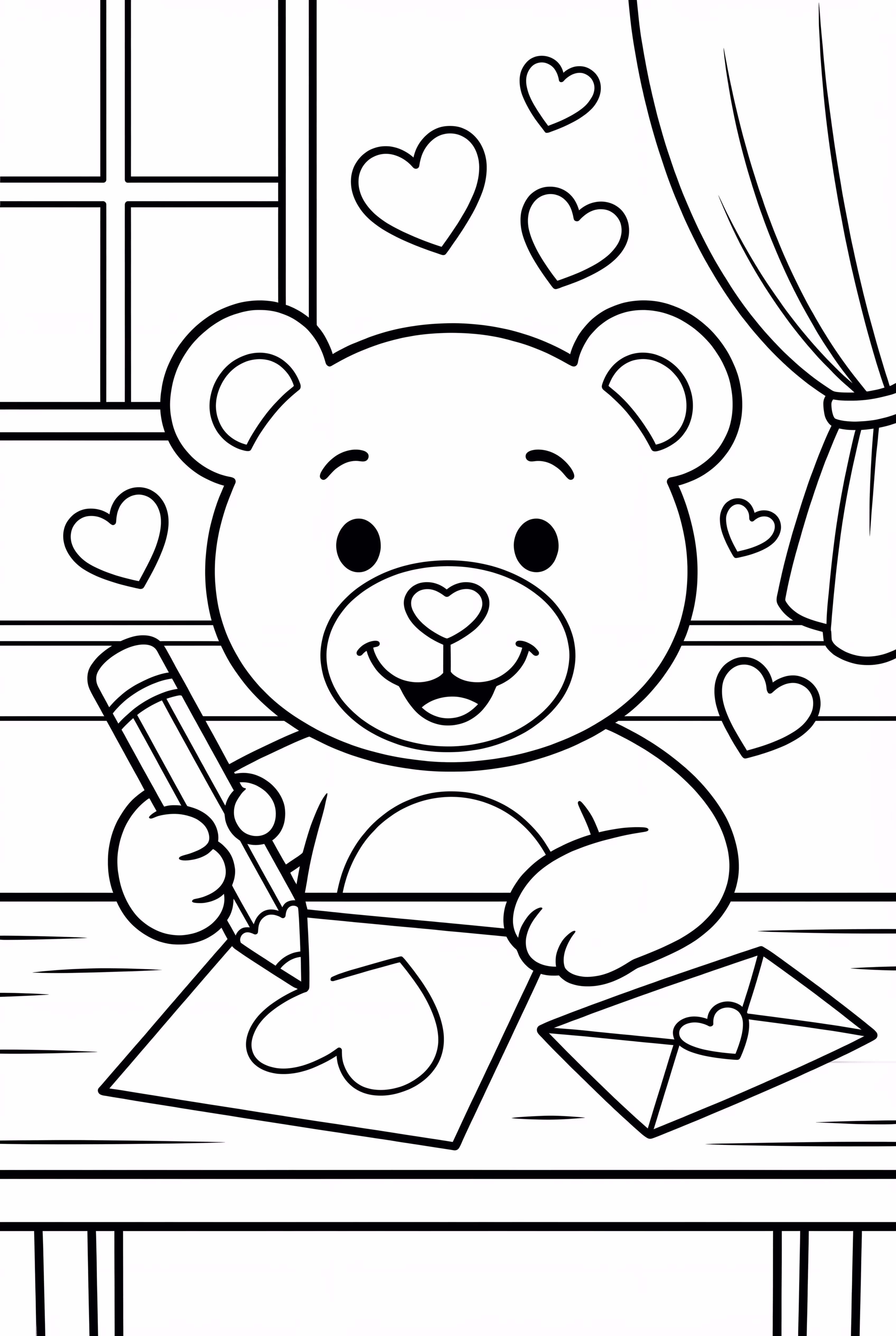 Teddy Bear Writing A Valentine Letter