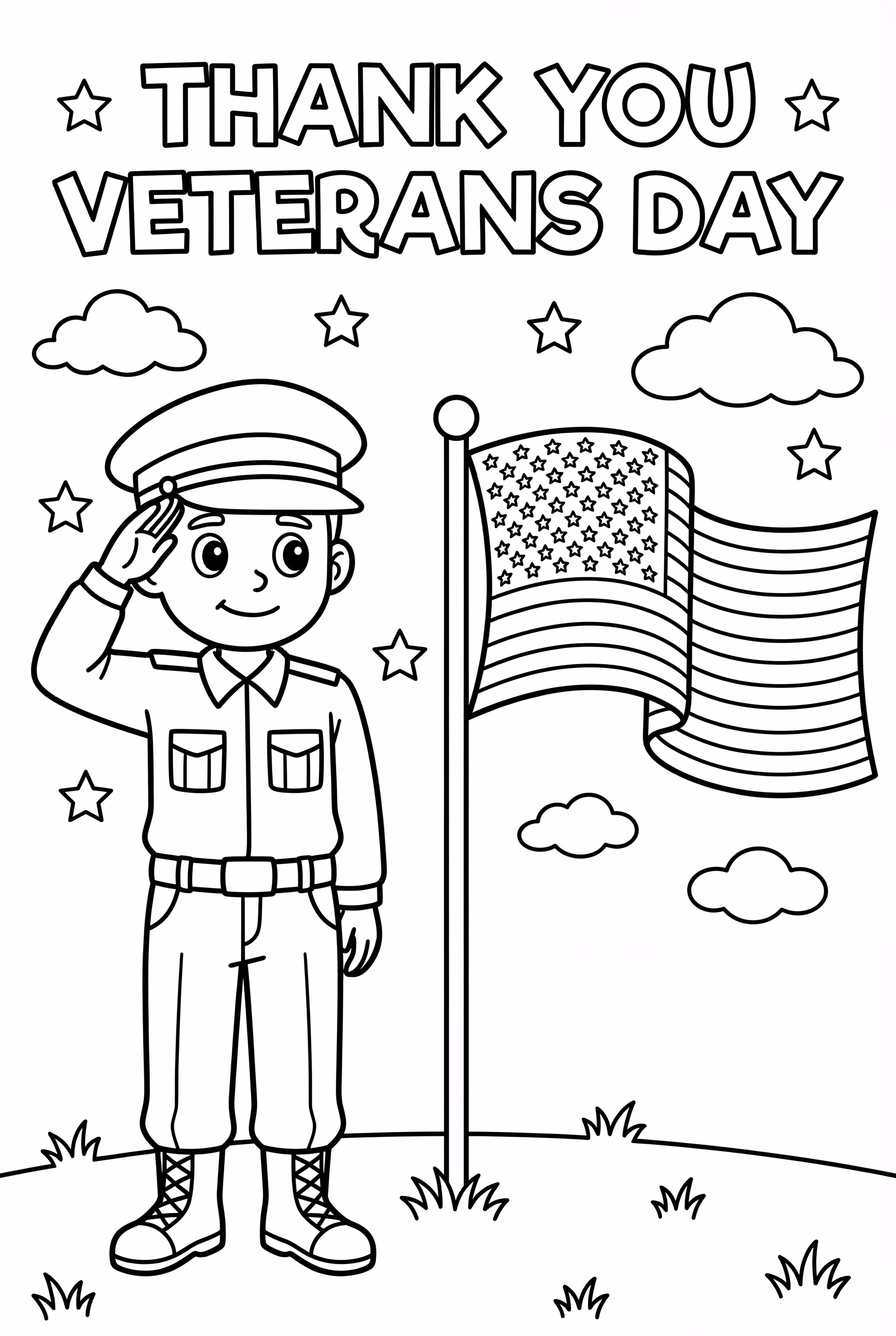 感谢退伍军人节敬礼的士兵