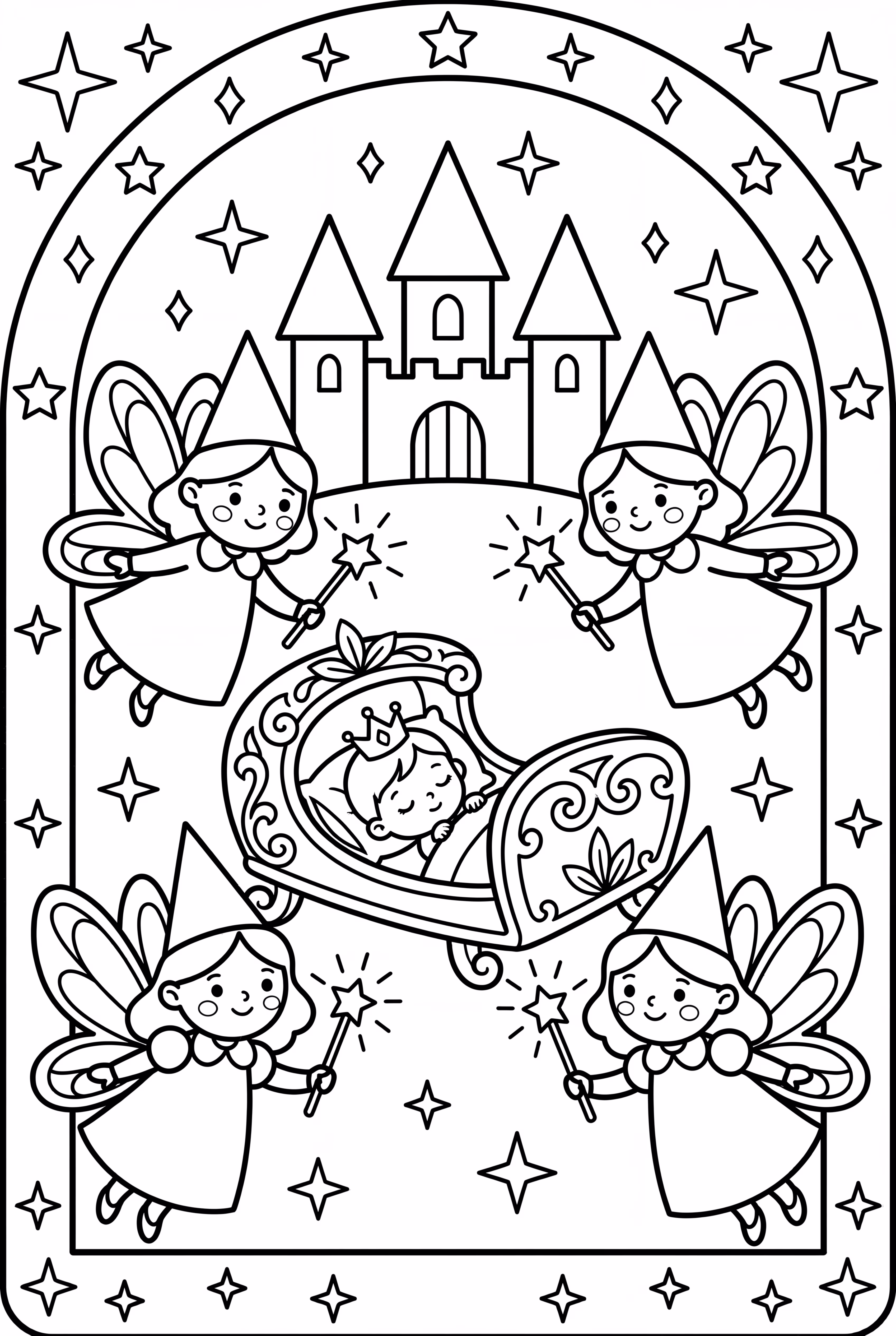 Der Segen der Feen auf das Baby Dornröschen