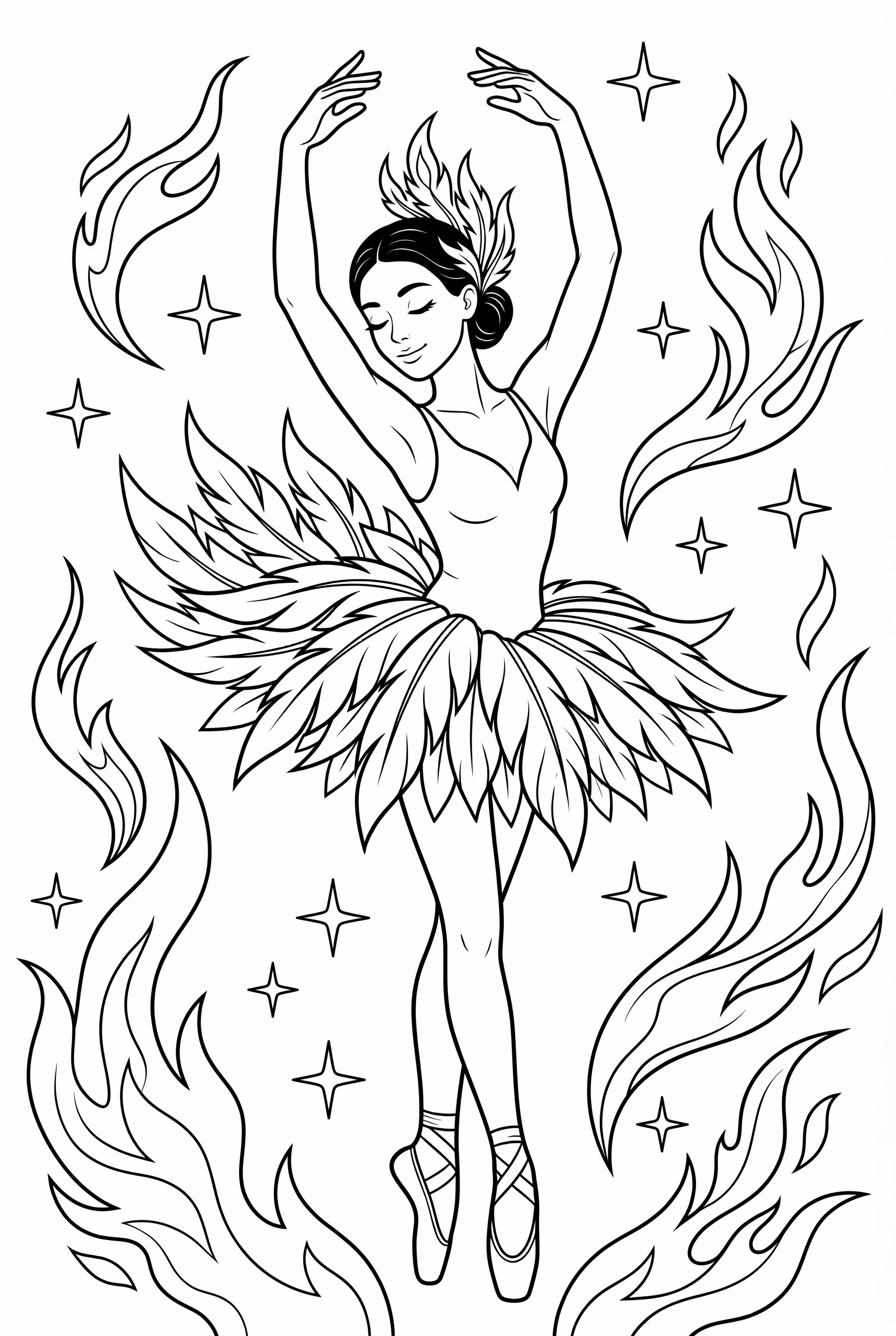 The Firebird Ballerina with Fiery Feathers