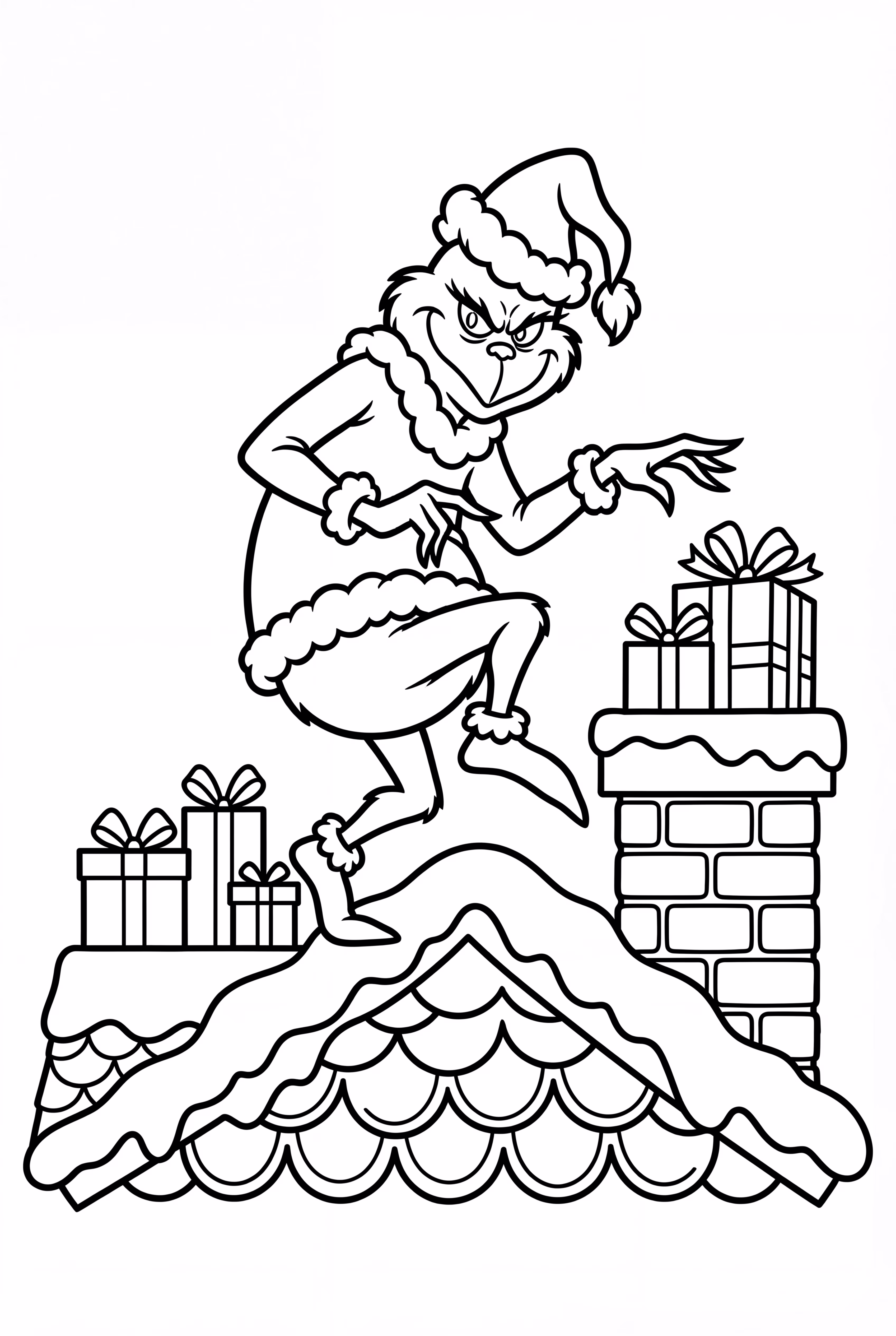 The Grinch Balancing On Roof Edge