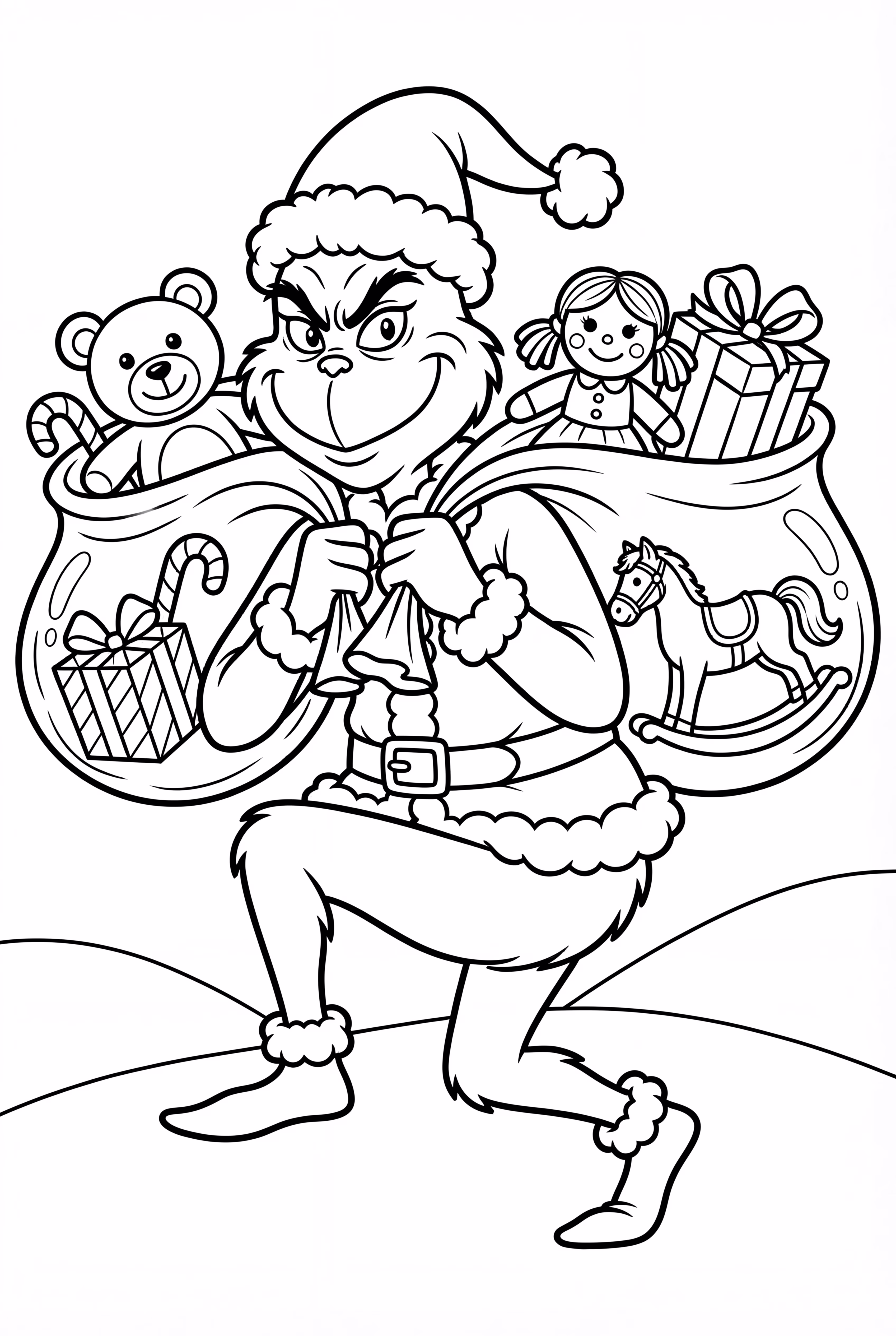 Der Grinch mit Geschenktaschen