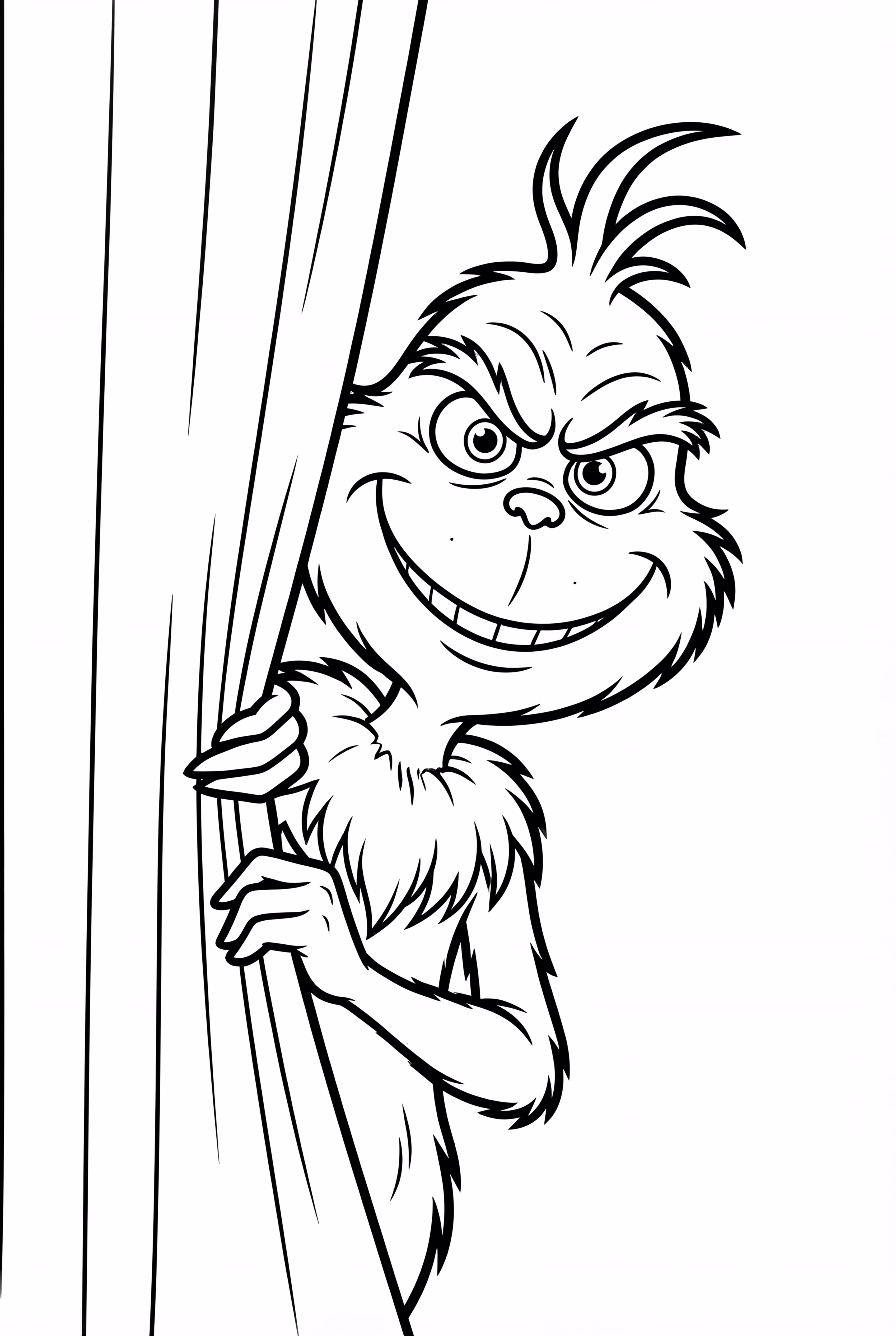 The Grinch Hiding Behind Curtain