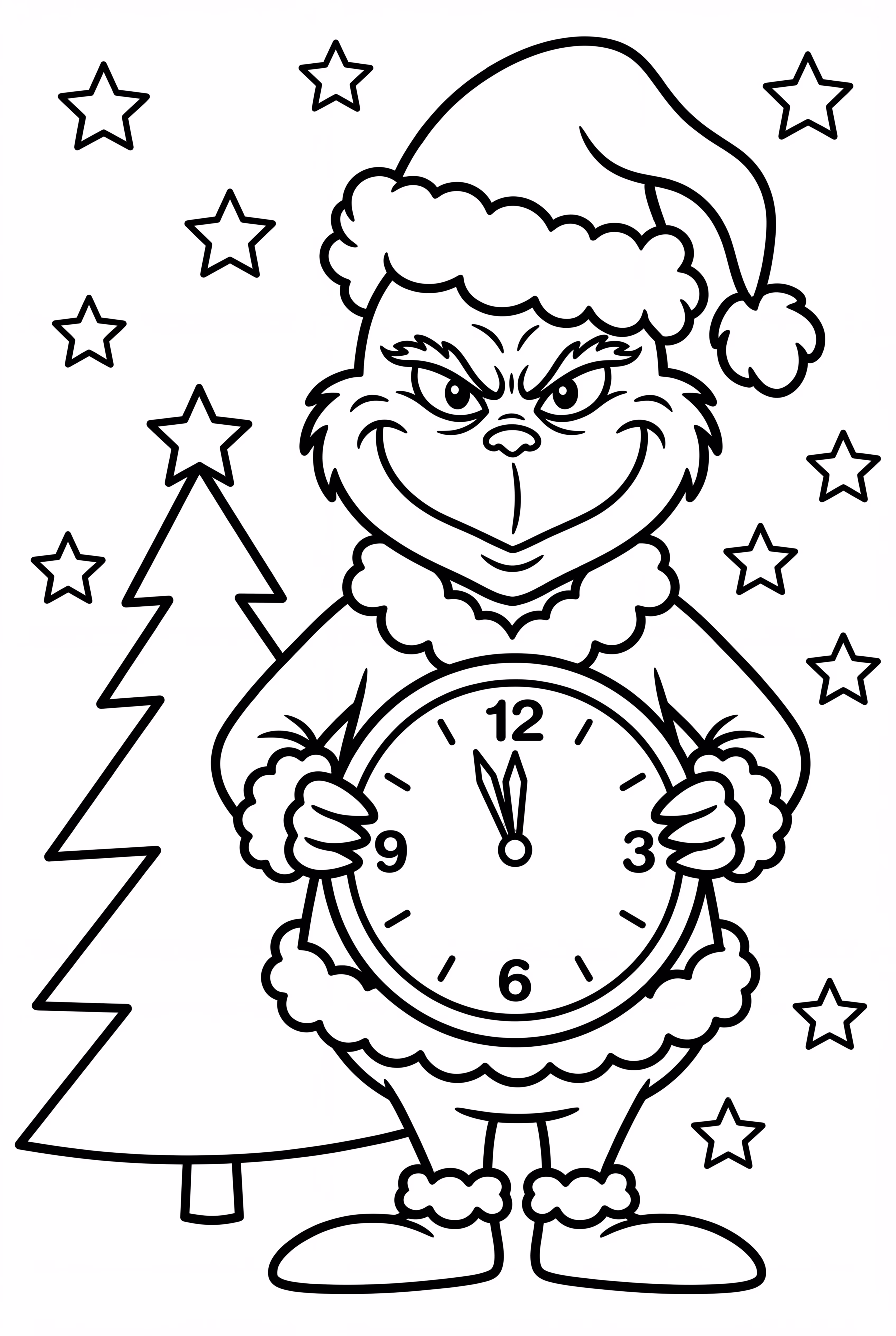 The Grinch Holding Clock Showing Midnight