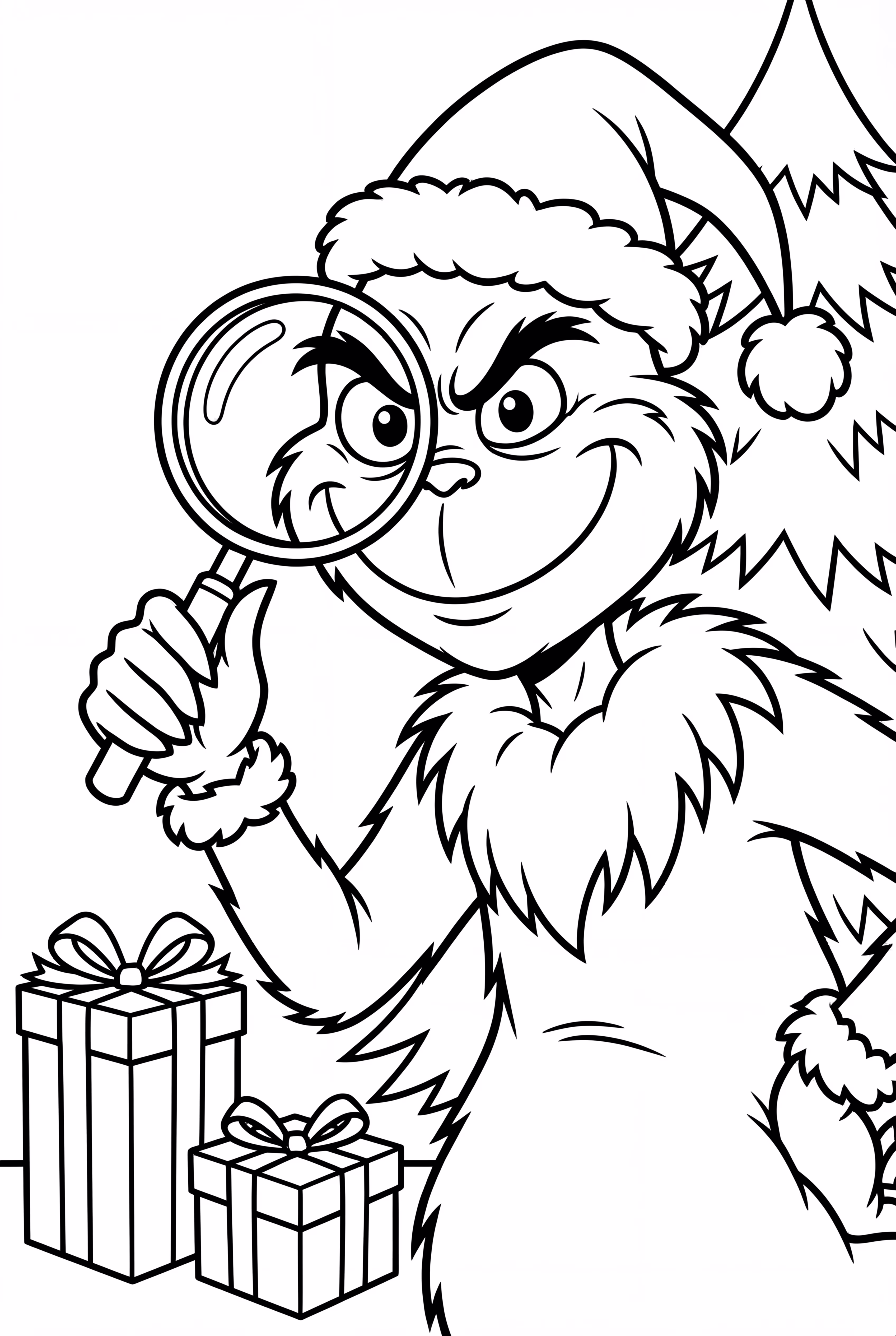 The Grinch Holding Magnifying Glass