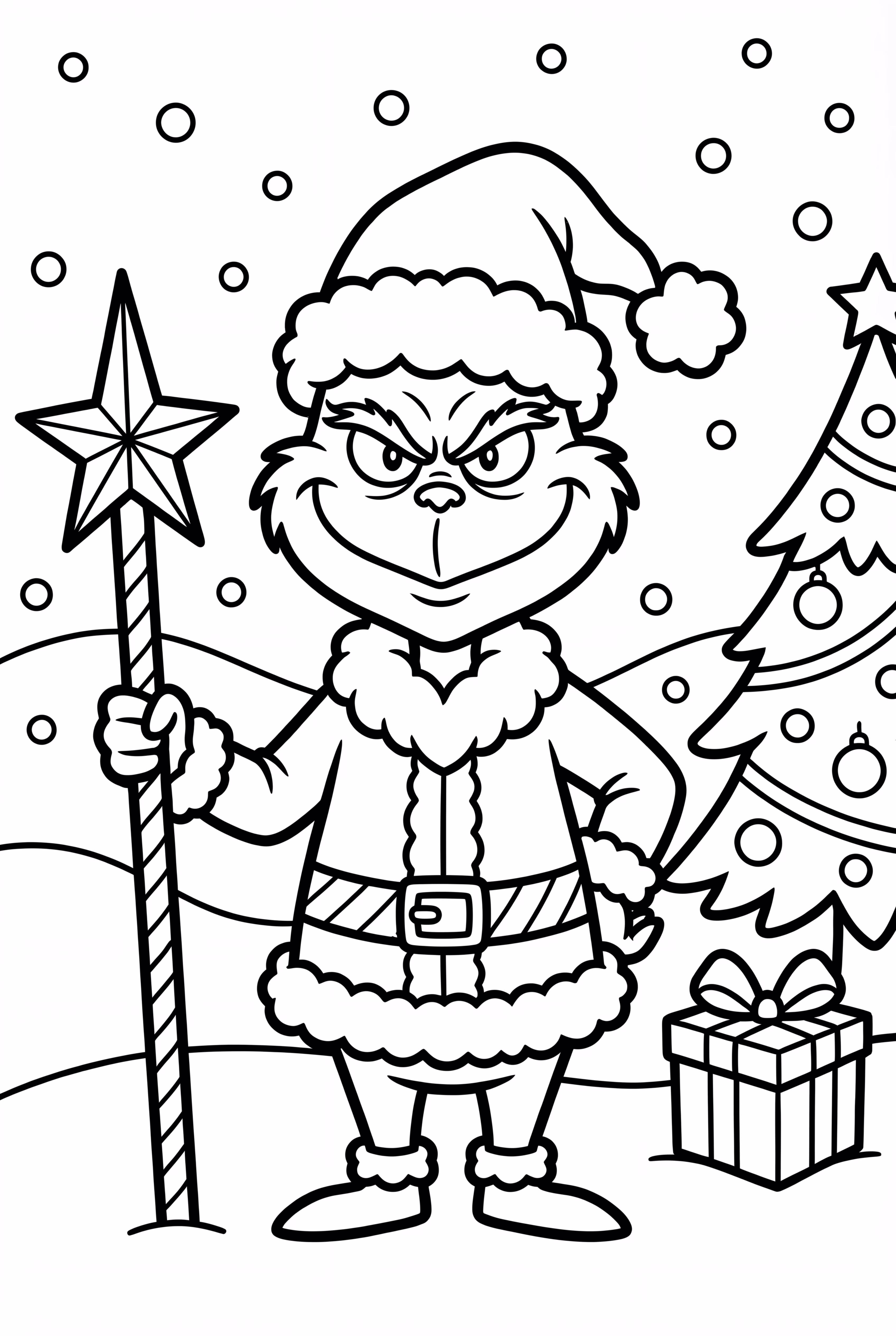 The Grinch Holding Star-Topped Cane
