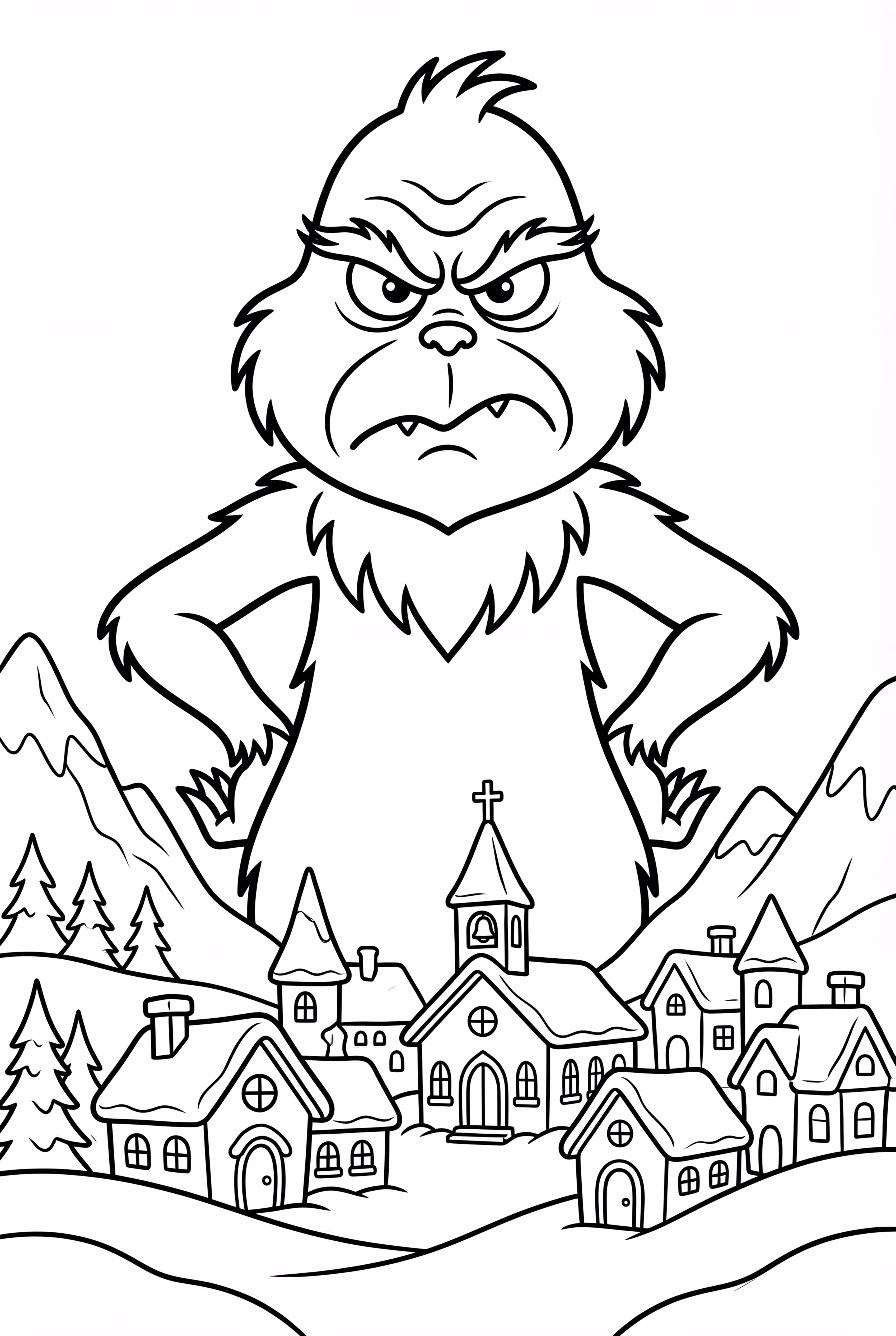 The Grinch looking down on Whoville