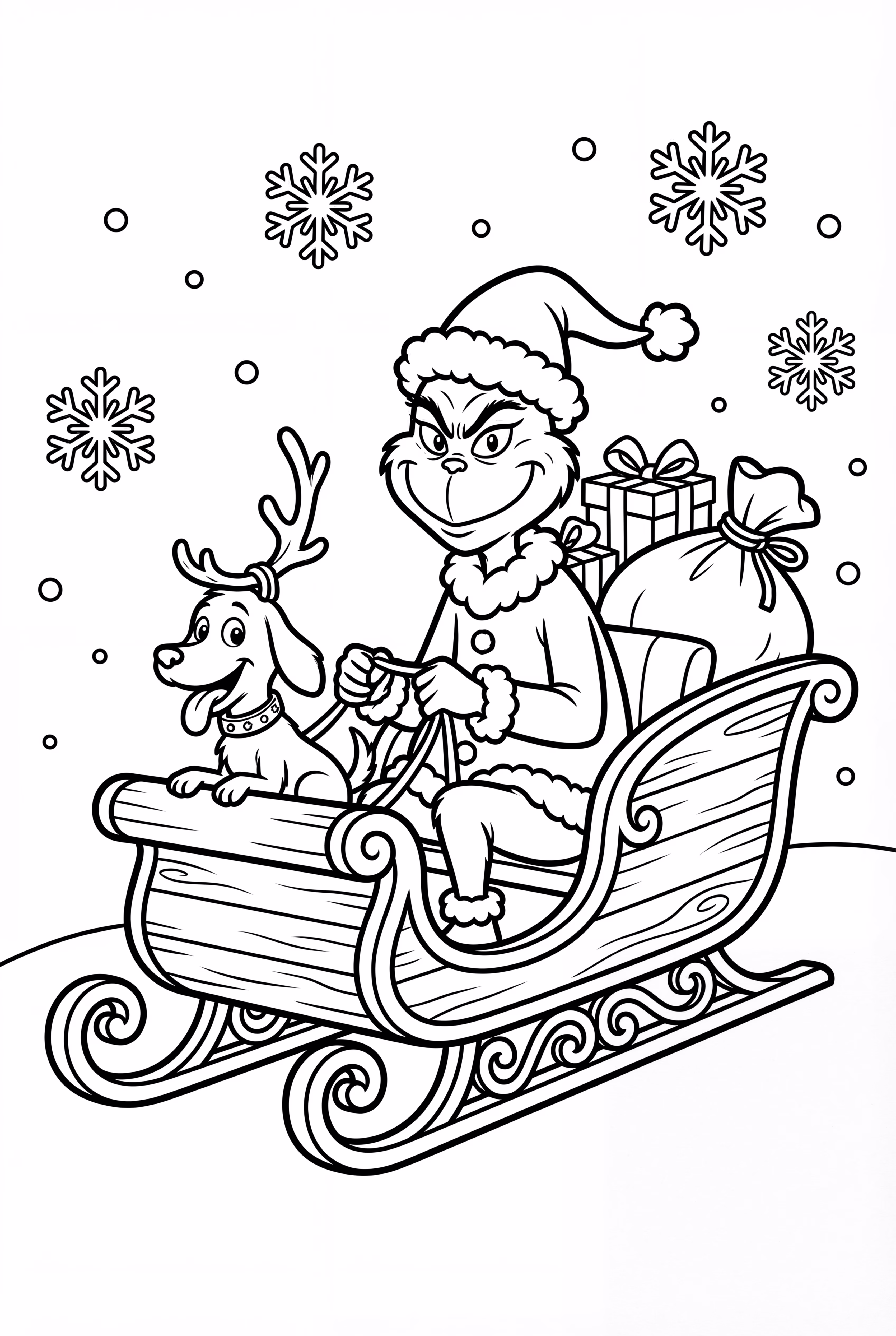The Grinch Riding Sleigh With Max