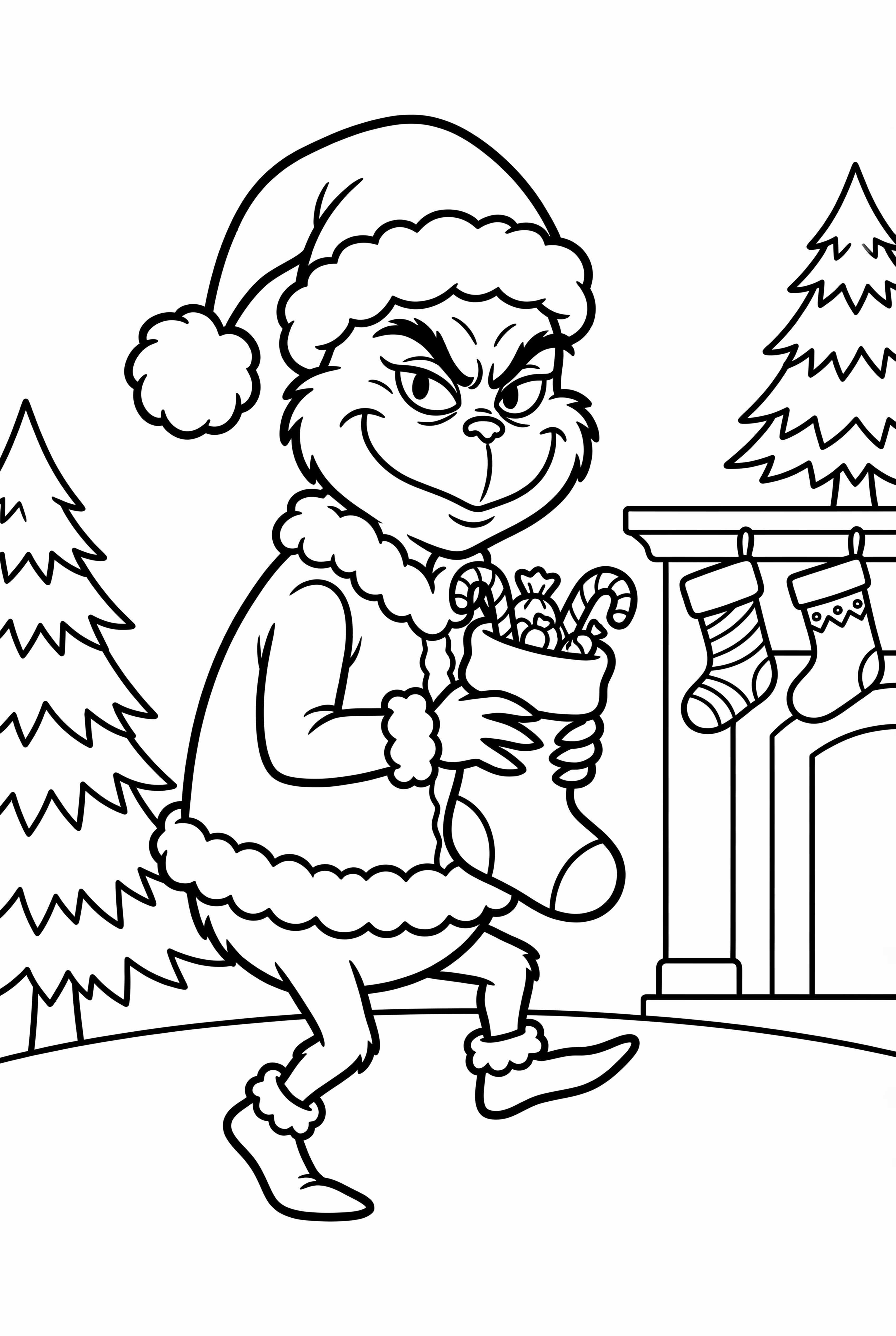 The Grinch Tiptoeing With Stolen Stocking