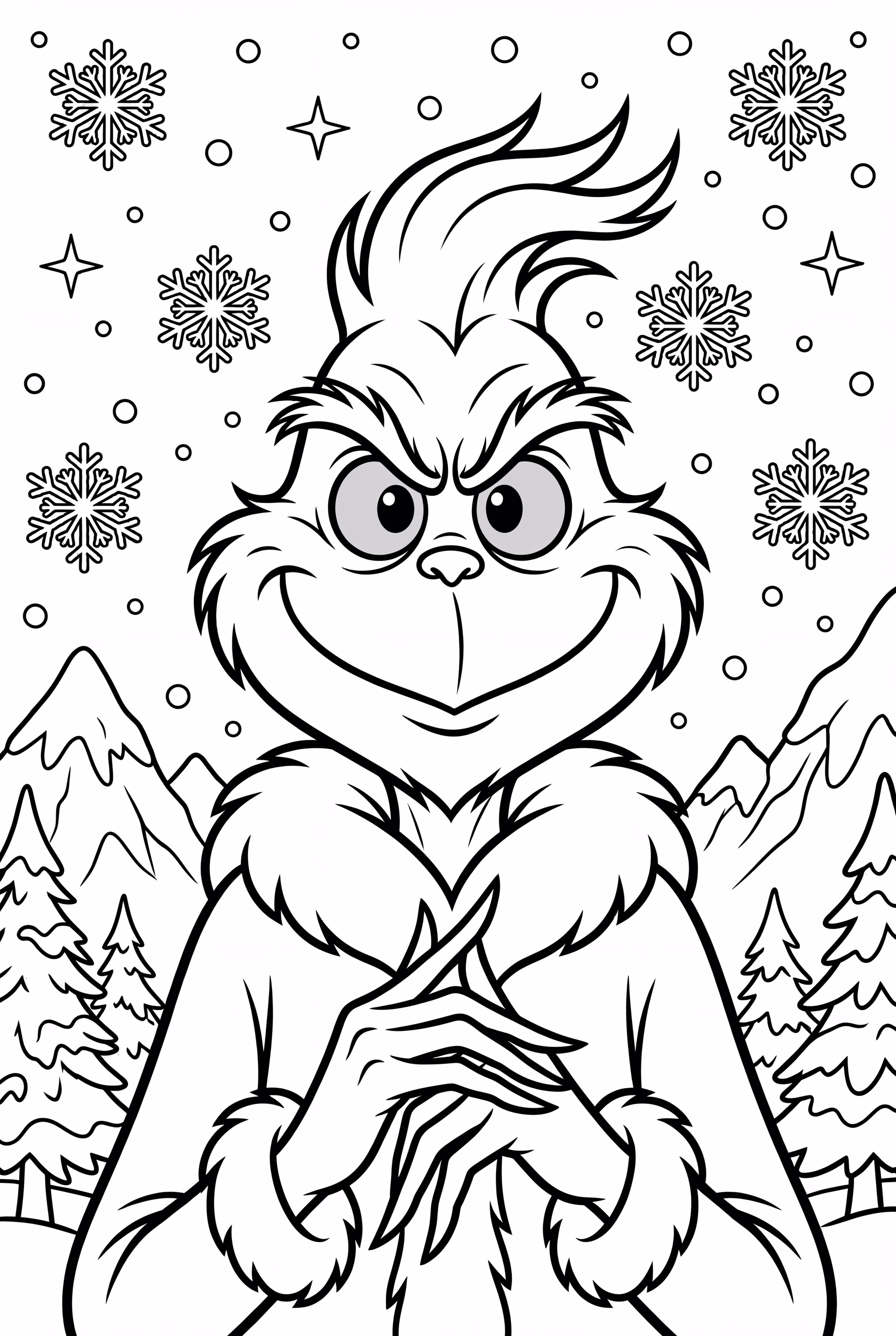 The Grinch watching snowflakes fall